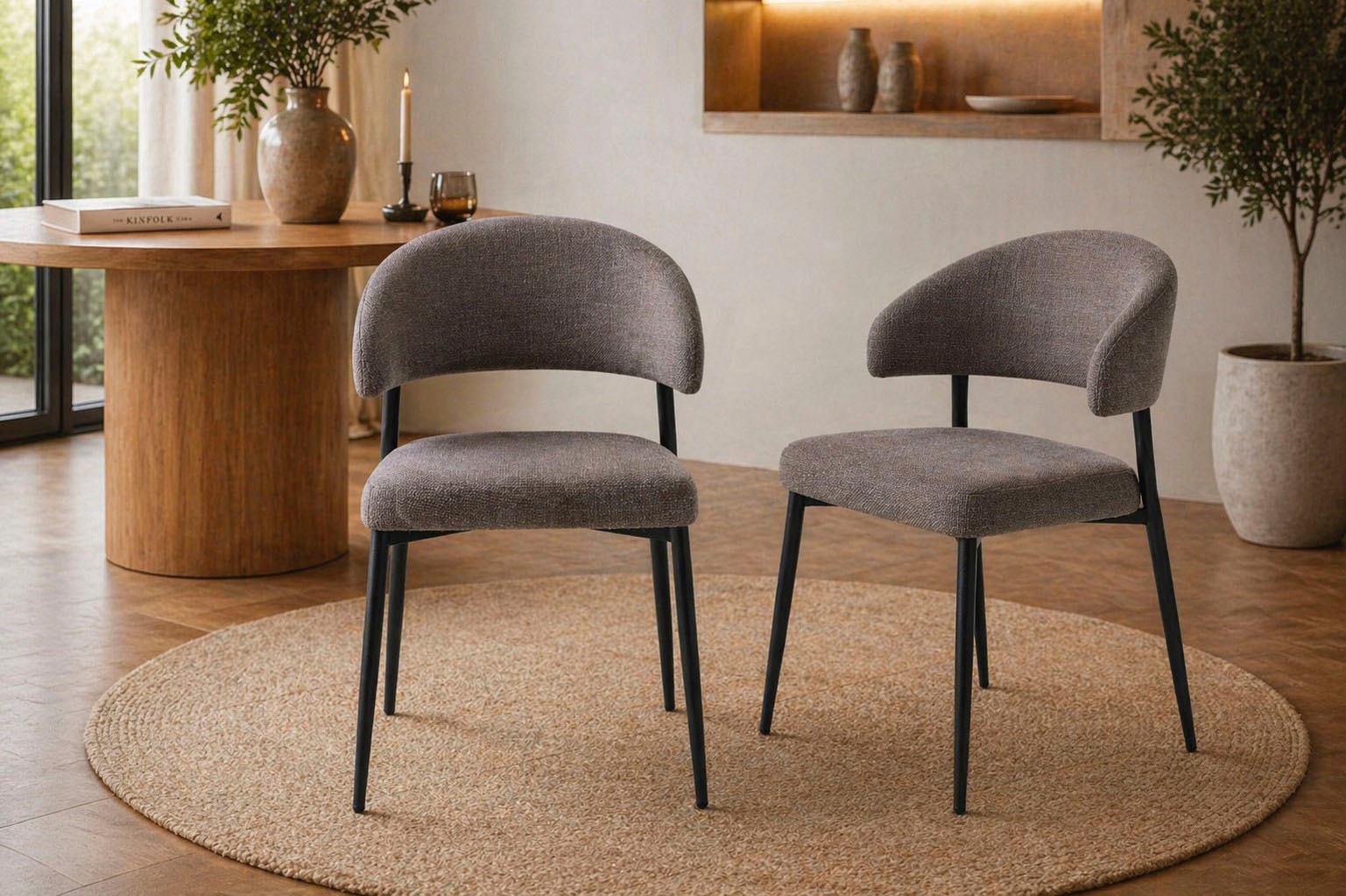ACTONA GROUP Esszimmerstuhl »Edina 2er Set, Stoff - bequem & stilvoll, mehrere Farben, moderne« () Gepolstert, weicher Bezug & hoher Sitzkomfort, schwarze Stahlbeine