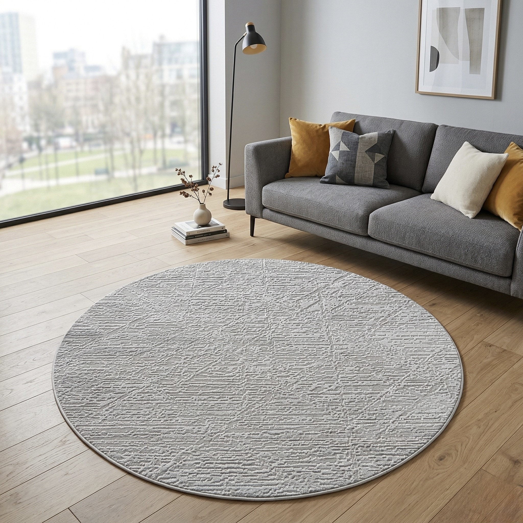 Sehrazat Teppich "Moda 1200, auch als Läufer" rund 11 mm Höhe Kurzflor, grafisches Hoch Tief Muster, Wohnzimmer