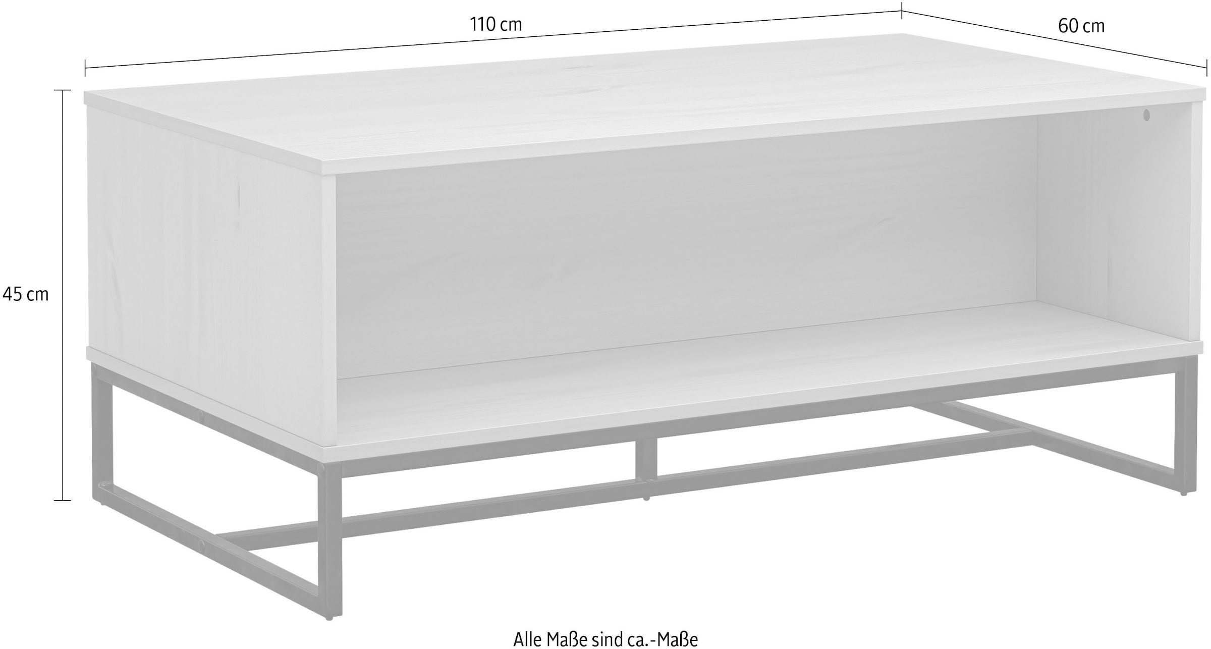 Inter Link Couchtisch »Couchtisch Vivo« 1 Stk. tlg. Kiefer Massiv, Soft-Close, Industrial Style, BxTxH: 100 x 60 x 45 cm