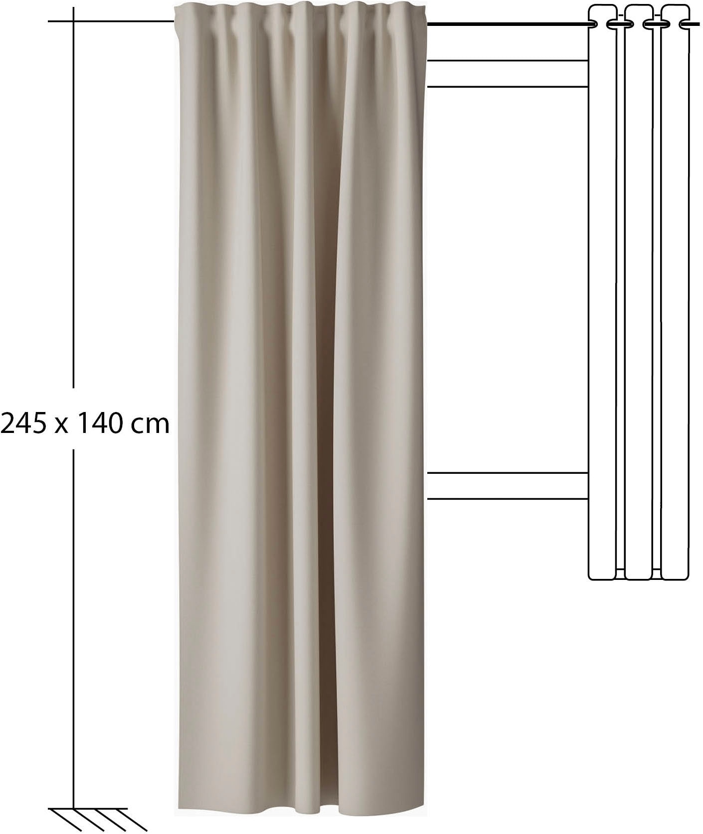 HOMING Vorhang »Kalin« verdeckte Schlaufen 1 Stk. tlg. 140 x 245 cm (Breite x Höhe), Fertigschal, mit schöner Struktur