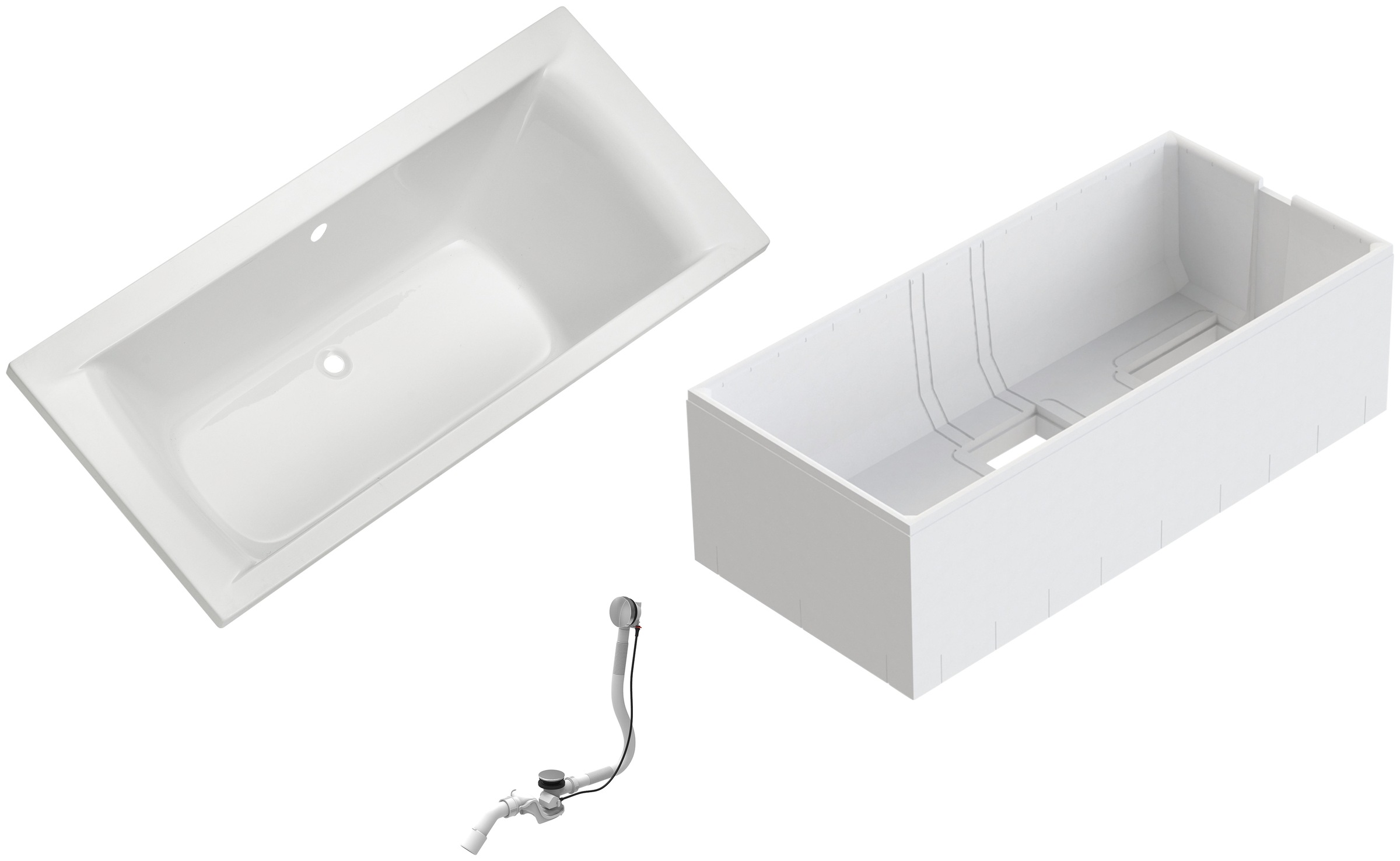 OTTOFOND Badewanne "Set Duobadewanne" Höhe 58 cm 1700/800 mm, Duobadewanne