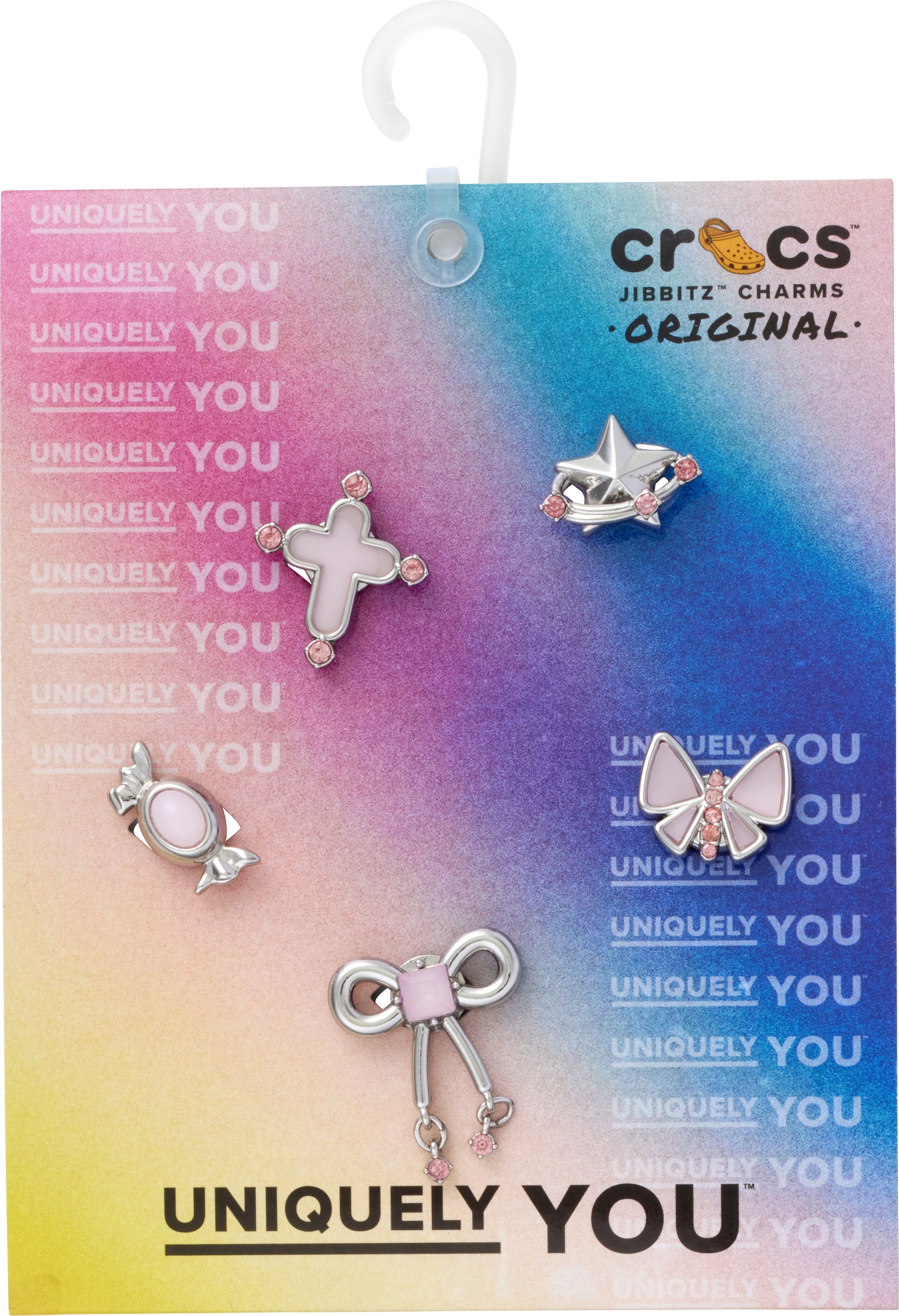 Crocs Schuhanstecker »Jibbitz™ Silver and Pink«, (Set, 5 tlg., Kein Spielzeug. Nicht für Kinder unter 3 Jahren geeignet), Charm, Anstecker für Crocs Schuhe