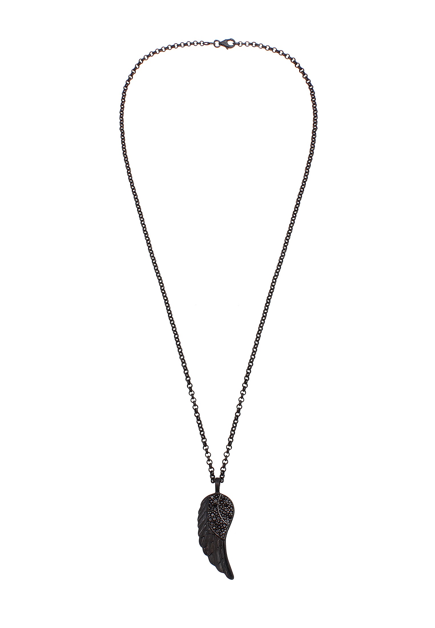 Kuzzoi Kette mit Anhänger »Flügel Zirkonia Schwarz 925 Sterling Silber«