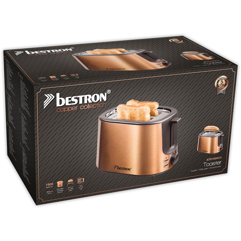 bestron Toaster »ATS1000CO«, 2 kurze Schlitze, für 2 Scheiben, 1000 W