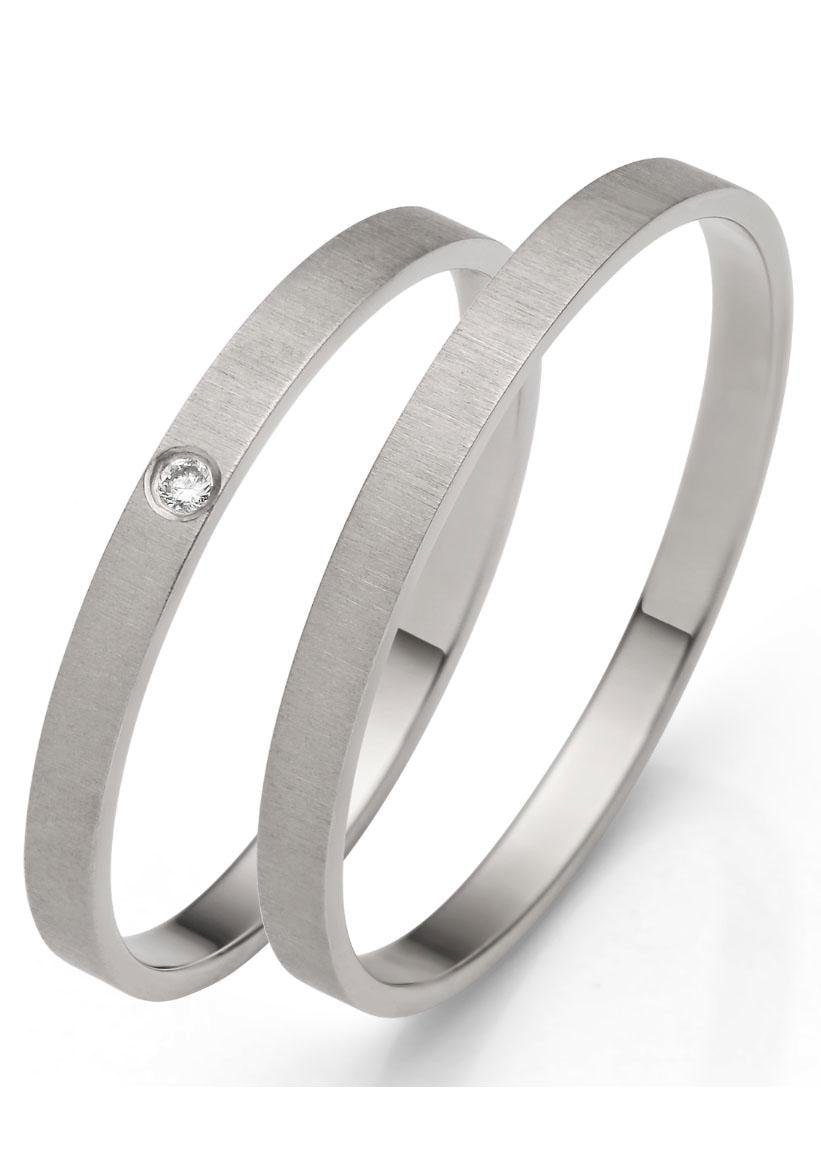 FIRETTI Damen Trauring "Schmuck Geschenk Gold 375 Hochzeit Ehering "LIEBE"", 60, ohne Brillant, Weißgold 375, 2mm, weiß, Weißgold 375, Fingerringe,