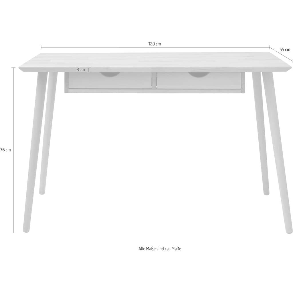 Wohnglücklich by Infantil Schreibtisch »Verona«, Arbeitstisch mit 2 Schubladen Buche oder Eiche massiv Breite 120 cm