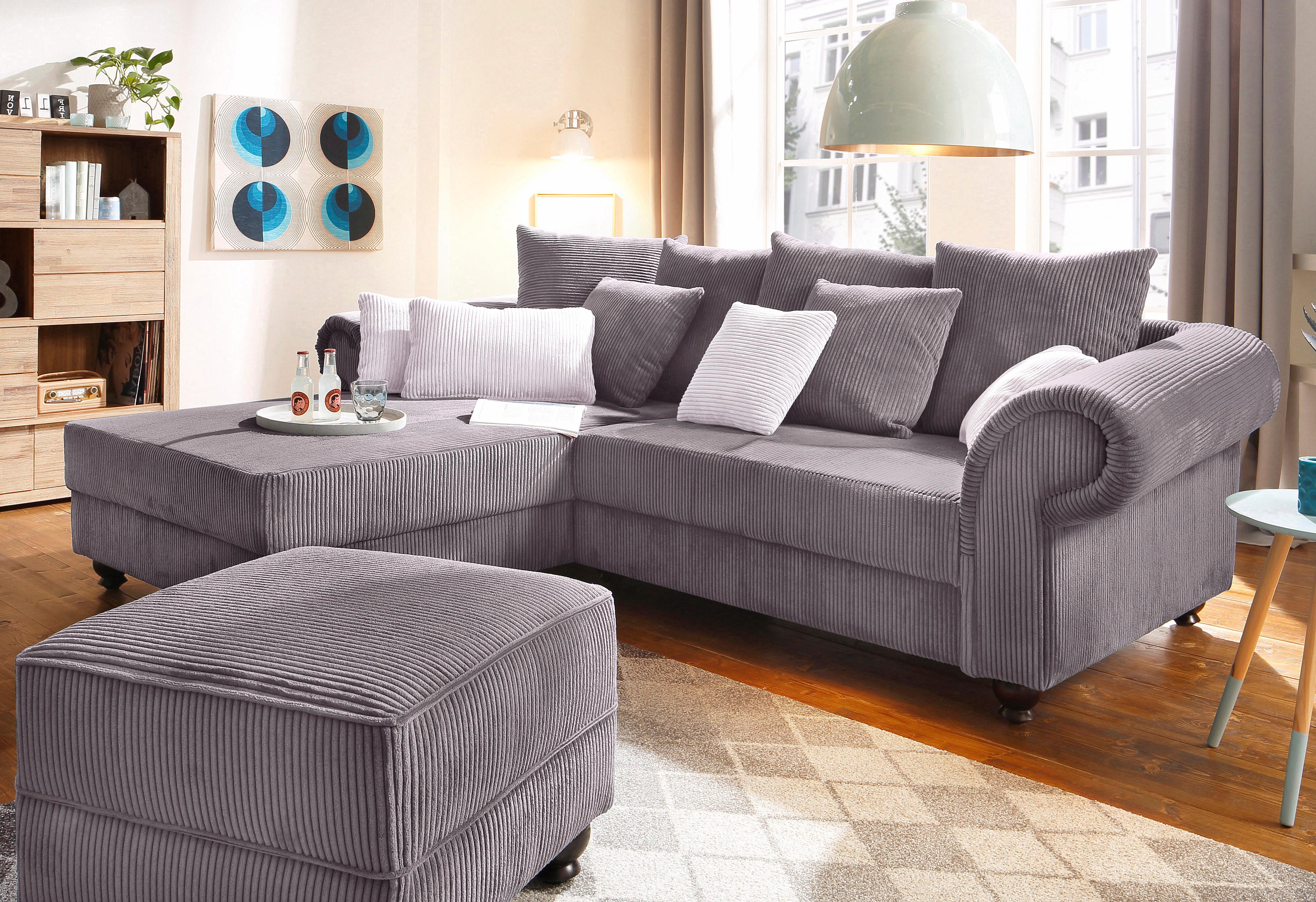 Home affaire Ecksofa "King George King Henry, Mega Sofa, Breite 260cm, L-Form" mit Federkern, in legerer Polsterung und vielen Kissen