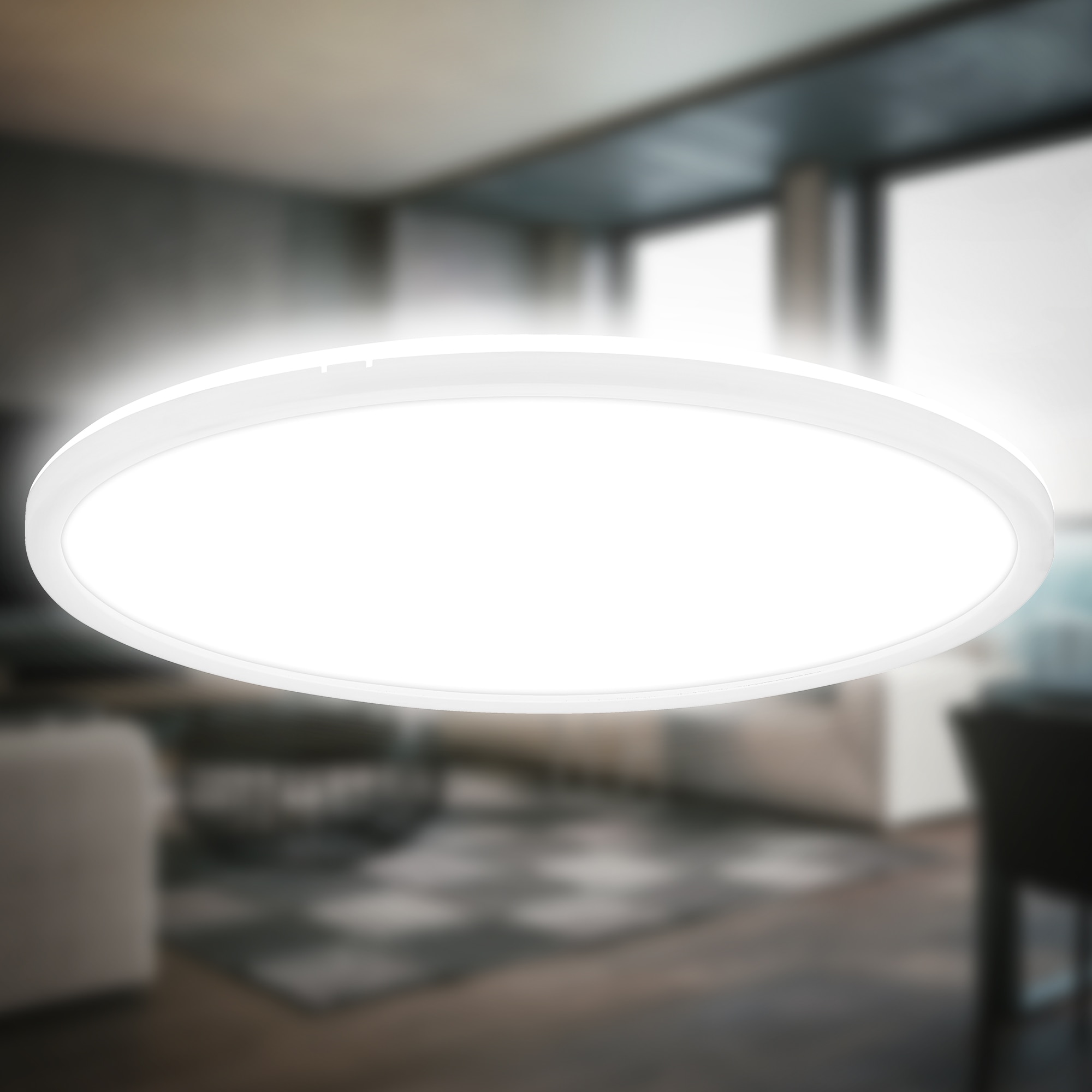 B.K.Licht LED Deckenleuchte »BKL1600 Ultraflache Deckenlampe, LED Panel mit Backlight«, 1 flammig, Leuchtmittel LED-Modul | LED fest integriert, 4.000K, 3.000 Lm, 22W, indirekte Hintergrundbeleuchtung, ⌀42cm, Weiß