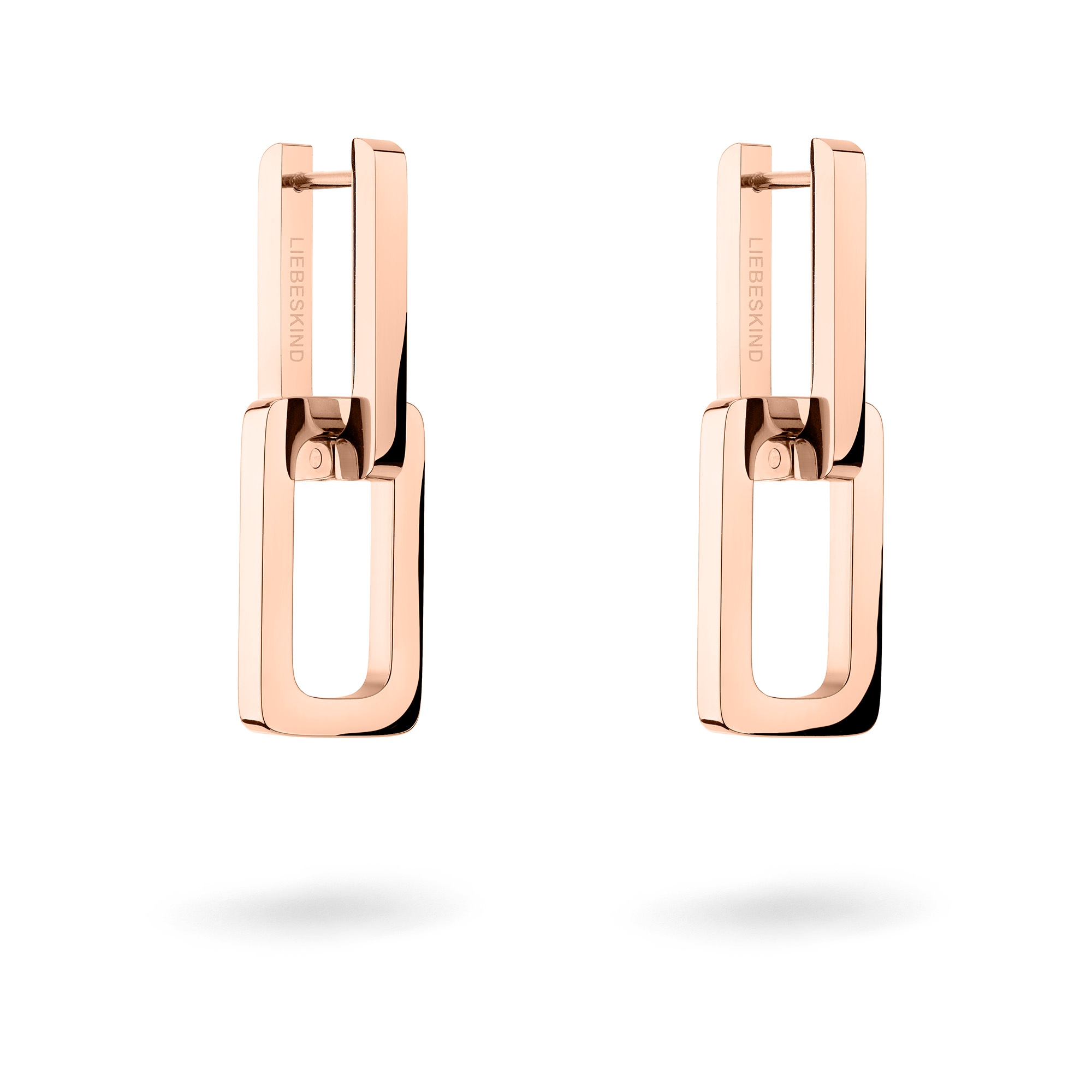 Paar Creolen LIEBESKIND BERLIN "Schmuck Geschenk Edelstahl Ohrringe The Mini Link", rosa (roségoldfarben), Ohrringe, Damen, 10mm, Edelstahl, Einhänger abnehmbar