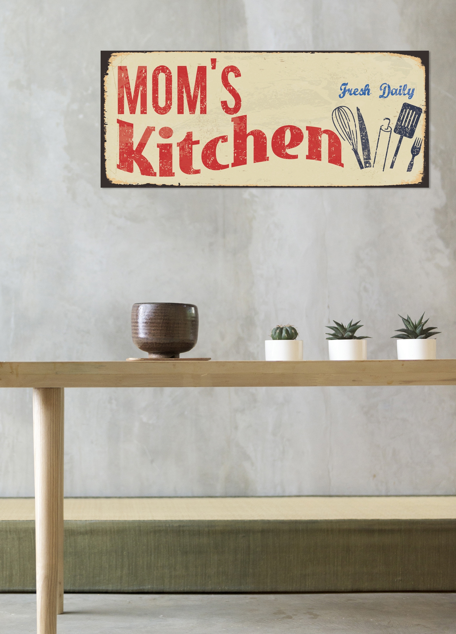 queence Metallbild »MOM'S Kitchen«, Sprüche & Texte, Schriftzug, Stahlschilder