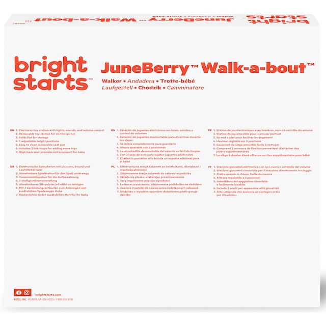 Bright Starts Lauflernhilfe »JuneBerry Walk-a-bout™«, mit Licht und Sound |  BAUR