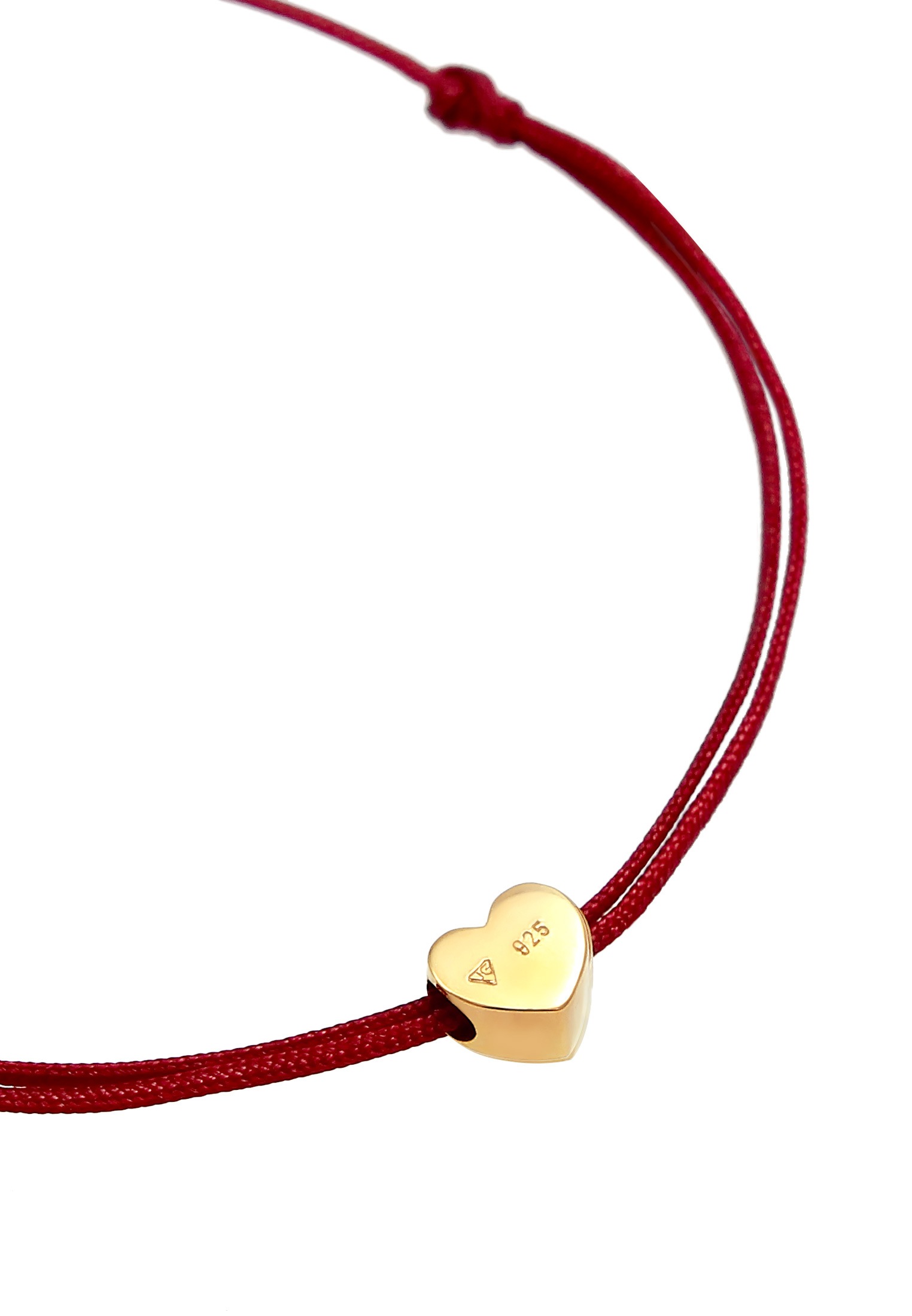 ELLI Herz Liebe Textil Romantik 925 Silver Bracelet Gold 16cm 2