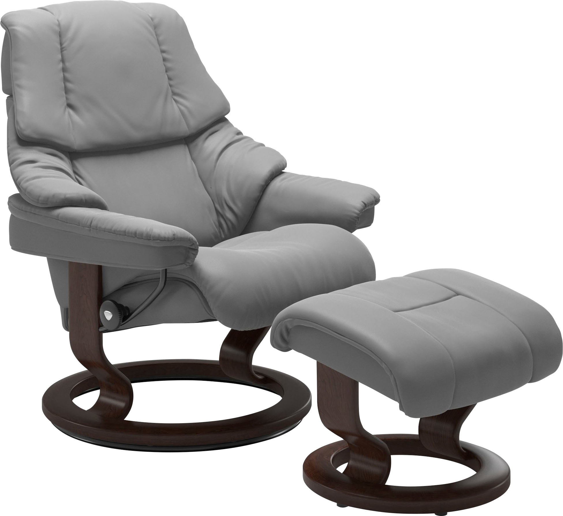 Stressless® Relaxsessel »Reno«, (Set, Relaxsessel mit Hocker), mit Hocker, mit Classic Base, Größe S, M & L, Gestell Braun