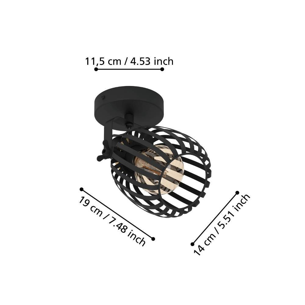 EGLO Deckenspot »GIRONA Wandstrahler, Stahl, IP20, E27, Wohnzimmerlampe, Flurlampe« E27 1 Stk. Spot, L19 x B14 x H15 cm, schwarz, messing-gebürstet, 1X40W exkl.