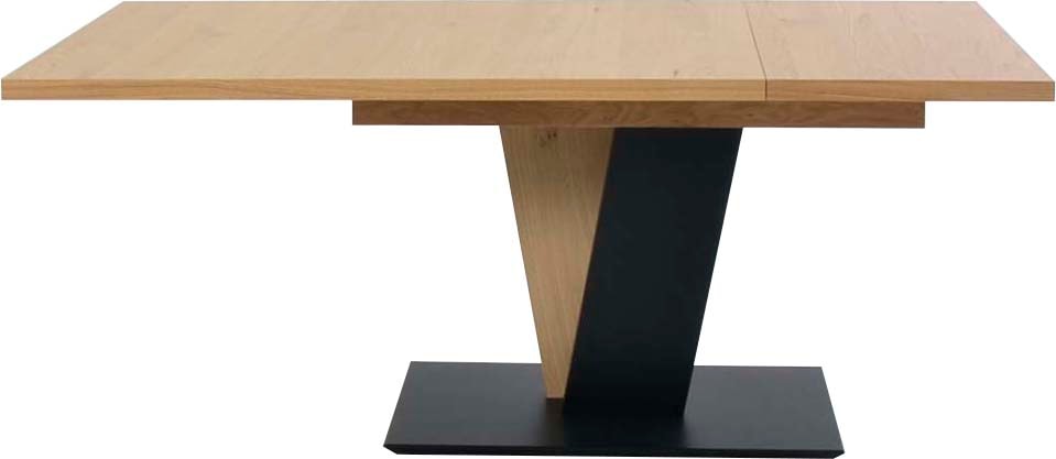 K+W Komfort & Wohnen Esstisch "Giacomo III mit Ansteckplatte erweiterbar" Esstisch in Asteiche bianco furniert, Untergestell im 2 Farben-Mix