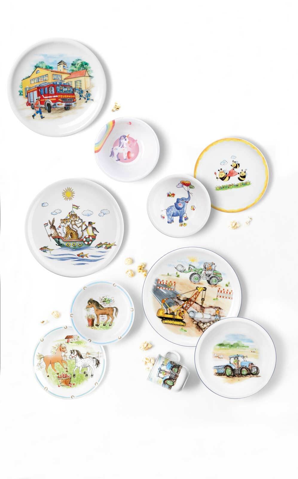 Seltmann Weiden Kindergeschirr-Set »Kindergeschirr Set Compact Blaulicht 5er Set bunt« Spülmaschinengeeignet, Mikrowellengeeignet, Ofenfest, Salamandergeeignet, Kühlschrankgeeignet, Gefrierschrankgeeignet
