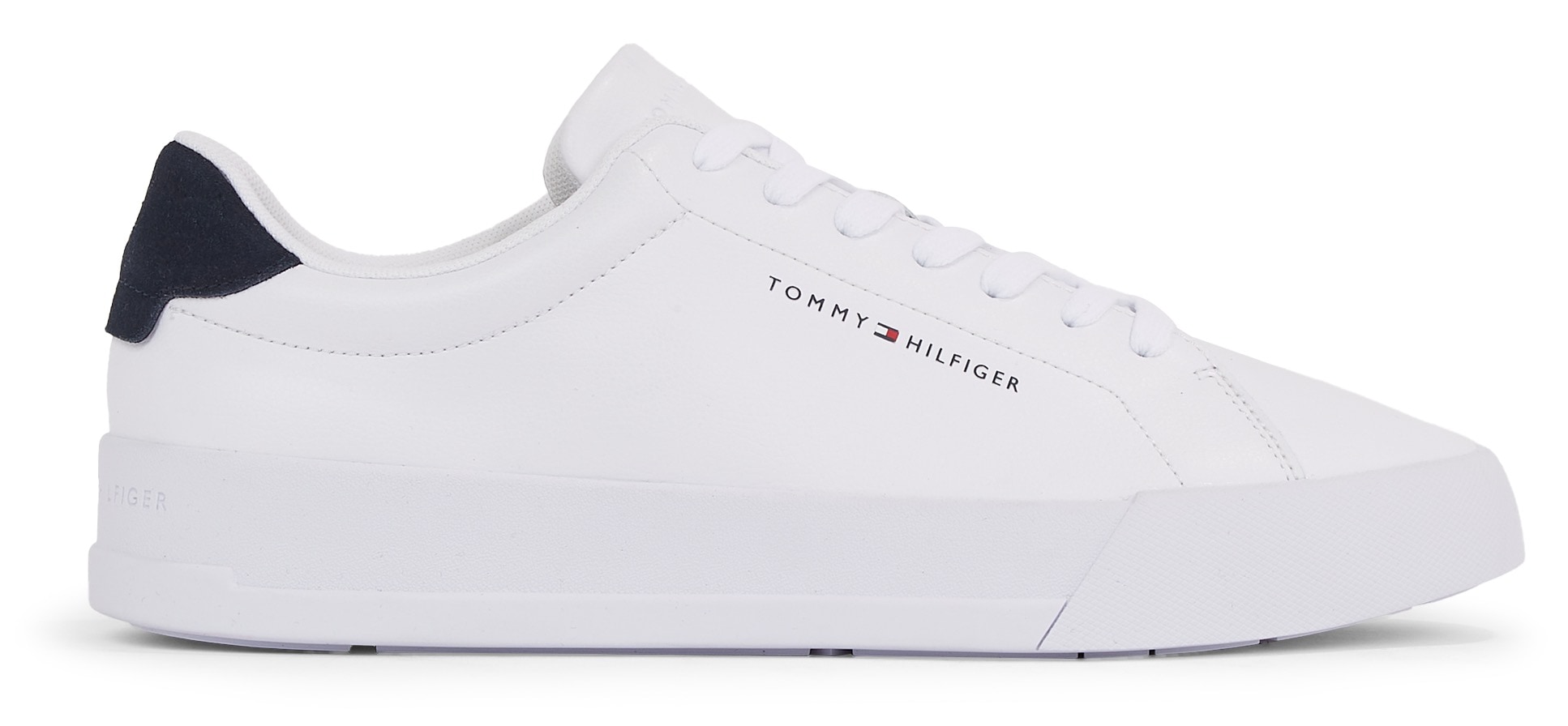 Tommy Hilfiger Plateausneaker »TH COURT LEATHER GRAIN ESS«, Freizeitschuh, Halbschuh, Schnürschuh mit Logoschriftzug