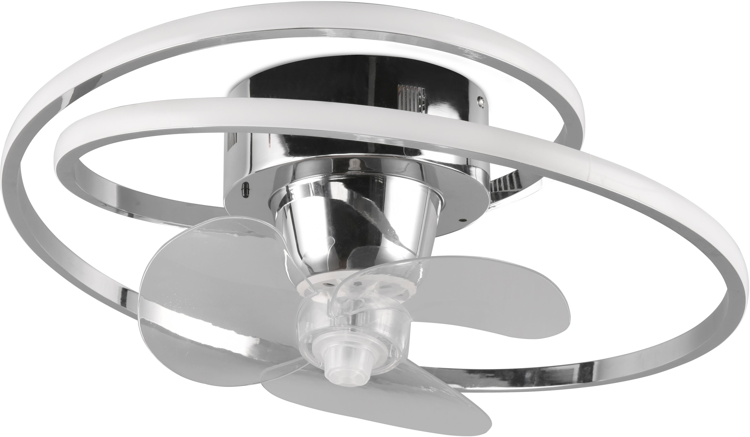 REALITY Leuchten LED Deckenleuchte »UMEA Deckenventilator mit Beleuchtung, Rotor schwenkbar, Fernbedienung«, 1 flammig, Leuchtmittel LED-Board | LED fest integriert, LED Ventilator dimmbar CCT Memory Nachtlicht Sommer- & Winterfunktion