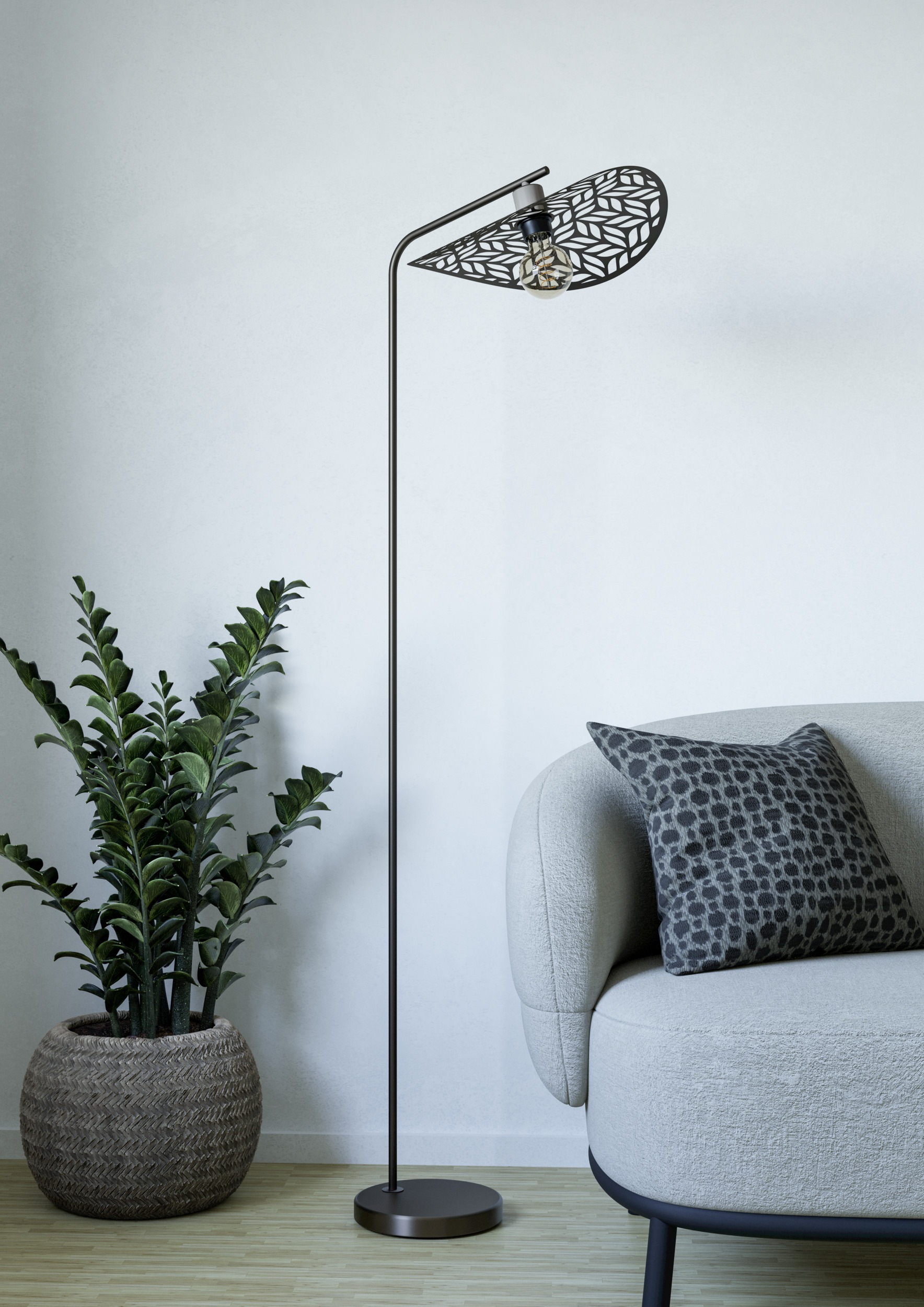 EGLO Stehlampe »SWABY Stehlampe - Stahl - E27 - 1X60W - IP20« E27 1 Stk. Standlampe Wohnzimmer, Fußtrittschalter, L51 x B40 x H159,5 cm