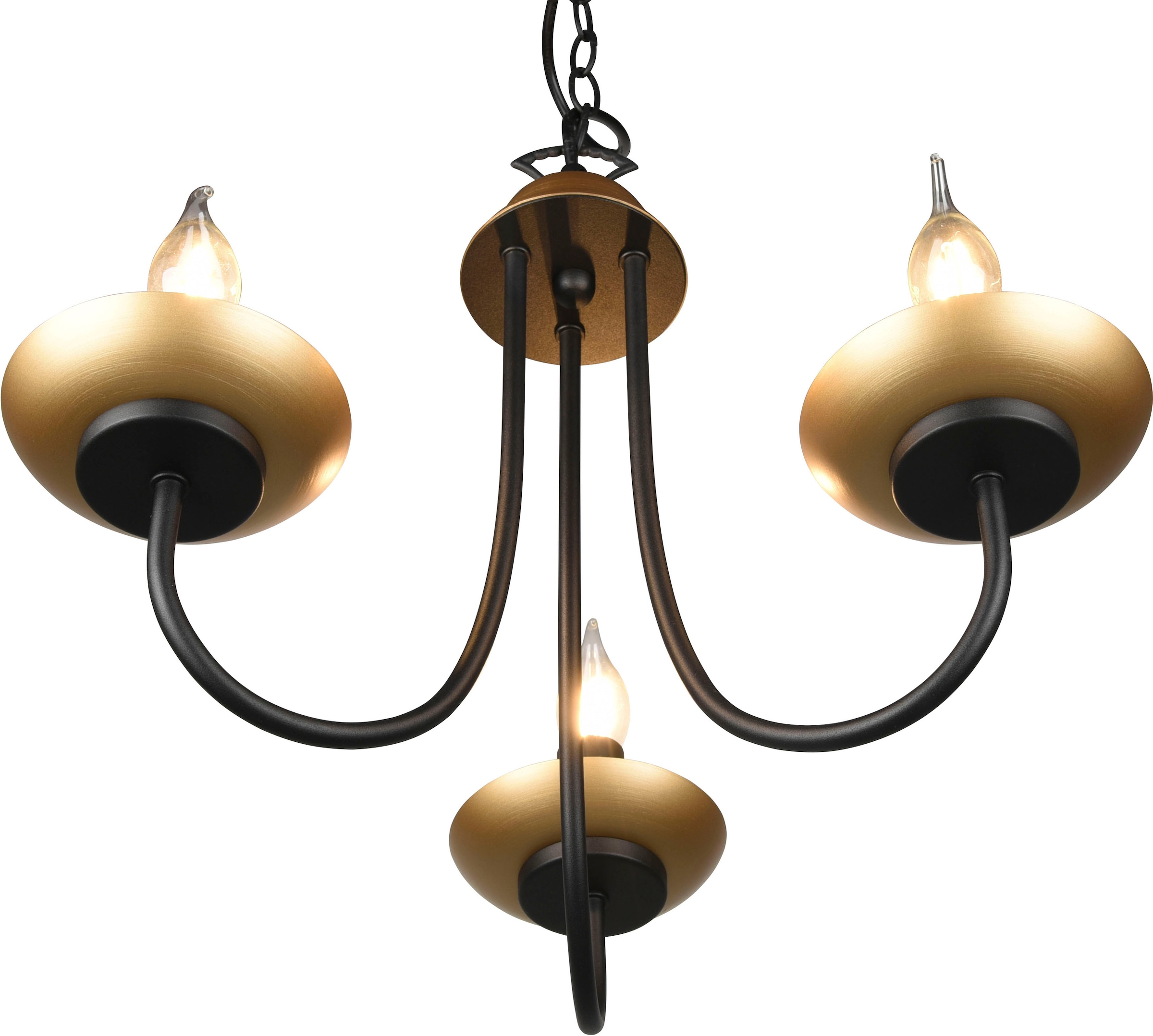TRIO Leuchten Kronleuchter »Livia«, 3 flammig-flammig, Lüster 3-flammig in  schwarz-gold, exkl 3xE14 (max 28W), Höhe max 150cm bestellen | BAUR