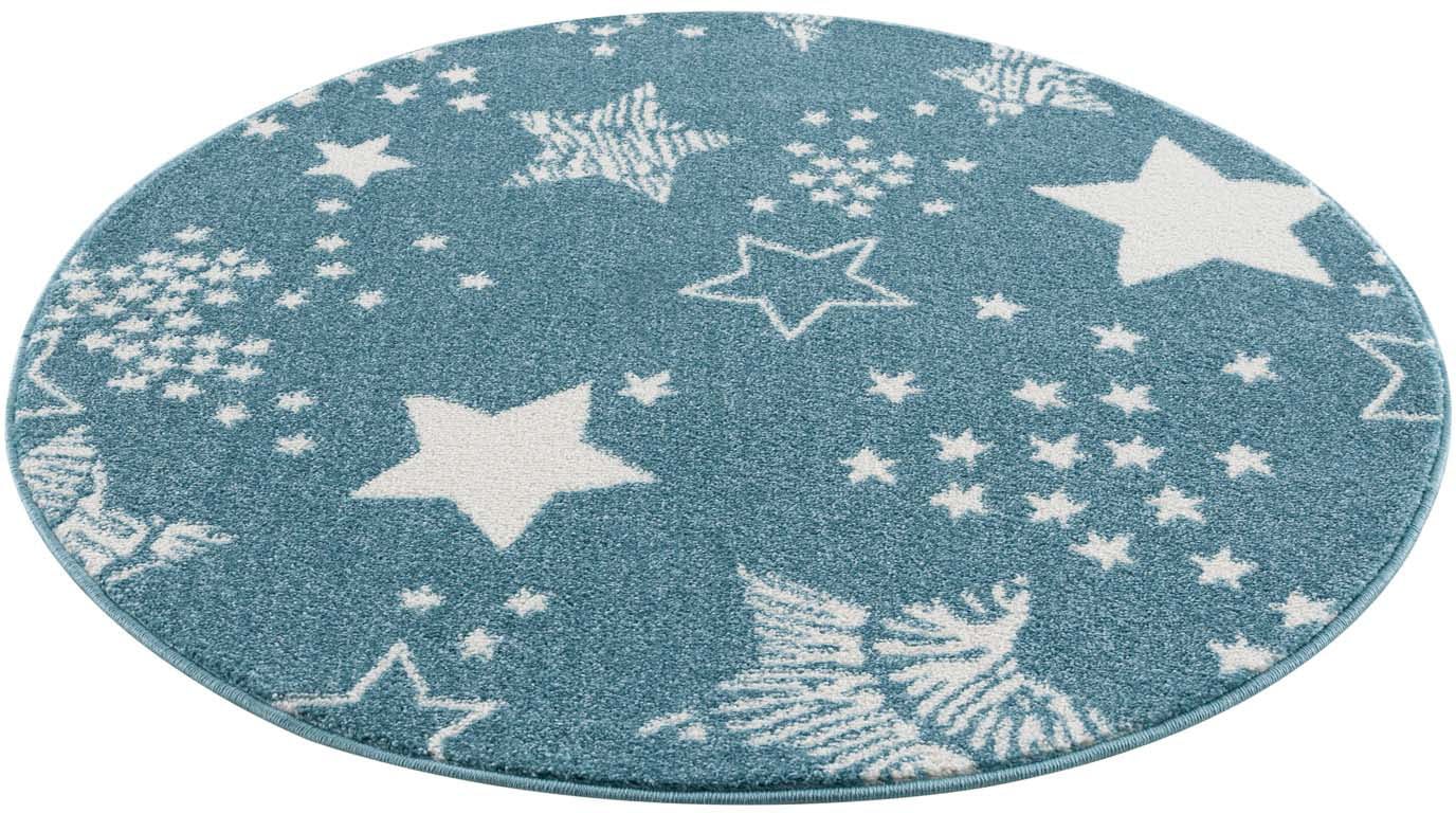 Carpet City Kinderteppich "Anime9387", rund, 11 mm Höhe, Sternen-Teppich, Weicher Flor, Pflegeleicht, Kinderzimmer