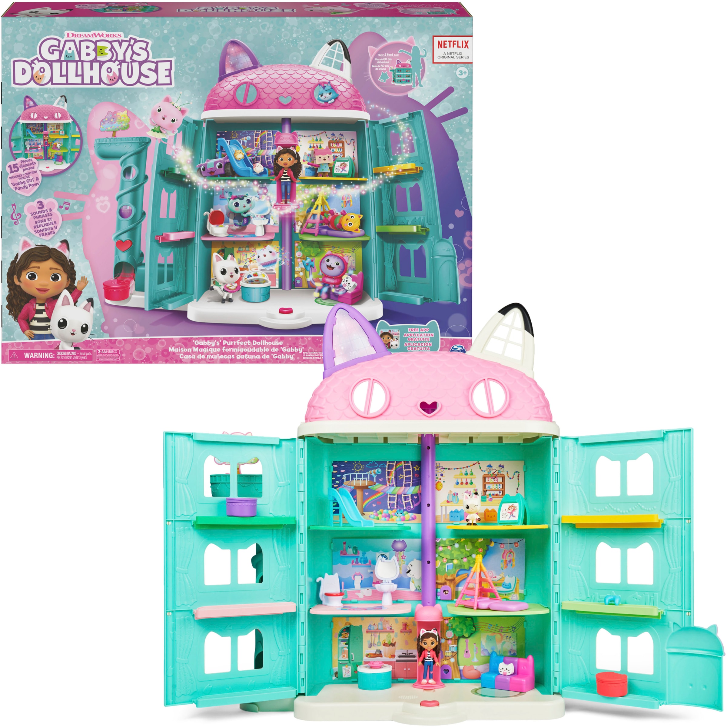 Spin Master Puppenhaus »Gabby's Dollhouse – Gabby's Purrfect Puppenhaus«, mit 2 Spielzeugfiguren und Soundeffekten