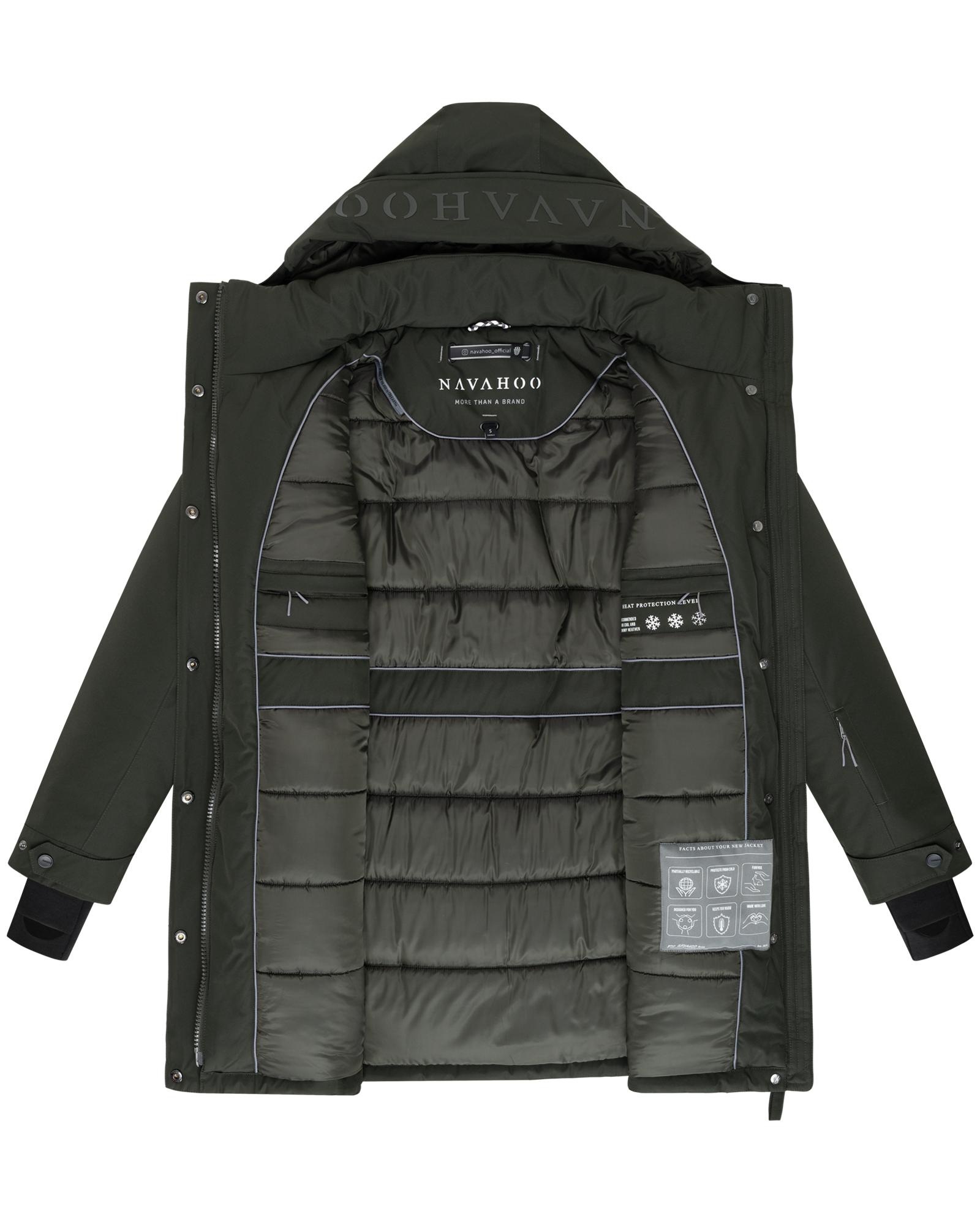 Navahoo Wintermantel »Frostkuss 14«, Warmer Damen Mantel mit abnehmbarer Kapuze und Taillengürtel