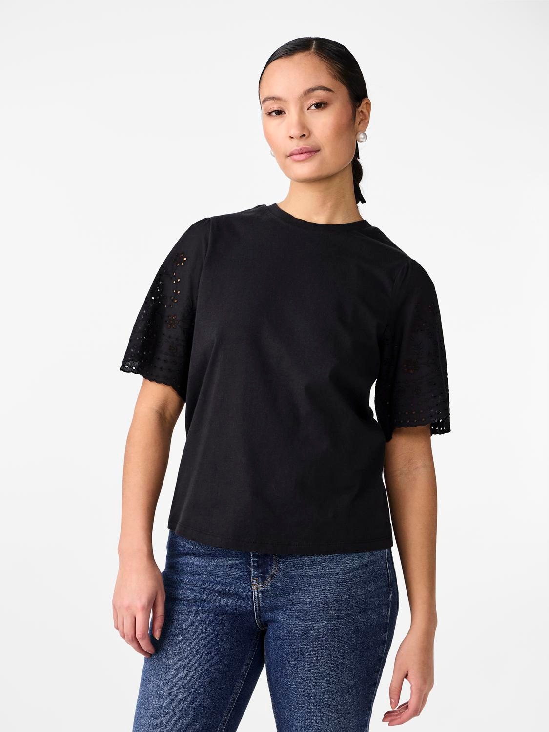 Y.A.S Kurzarmshirt "Shirt, Oberteil YASLEX SS TOP W. EMB SLEEVES S. NOOS", günstig online kaufen