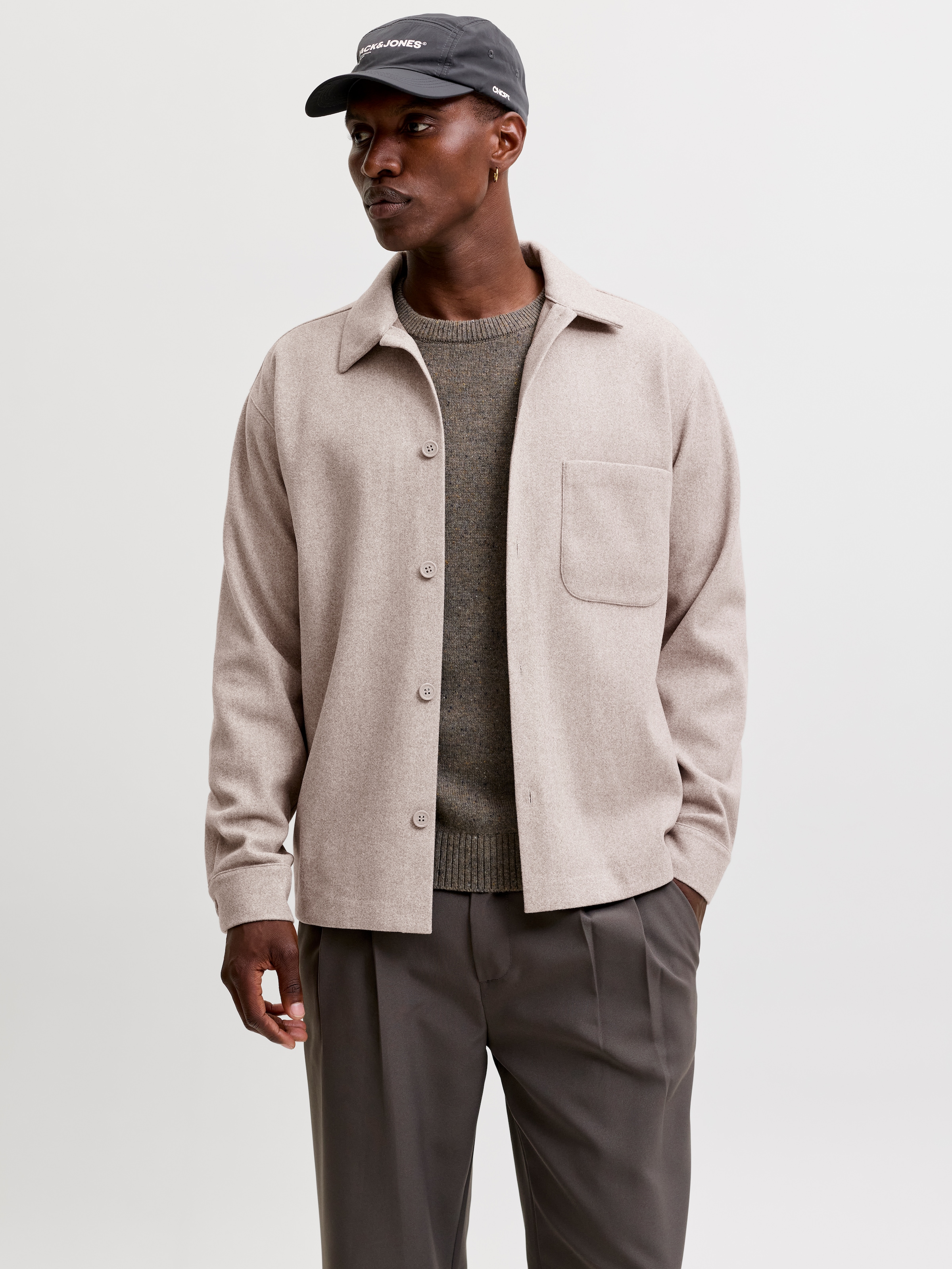 Jack & Jones Langarmhemd "JJEREGENT OVERSHIRT LS SN" Polyester, relaxed fit