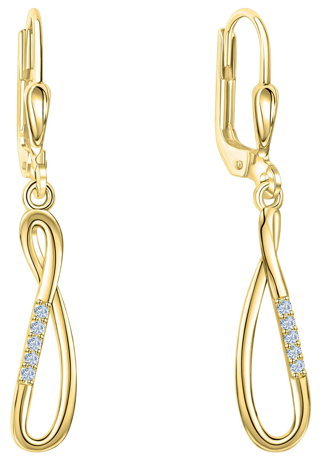 Paar Ohrhänger FIRETTI "Schmuck Geschenk Gold 375 Ohrschmuck Patentbrisur Glitzer", gold (gelbgoldfarben, kristallweiß, kristallweiß), Ohrringe, Damen, Gelbgold 375, mit Zirkonia (synth.)