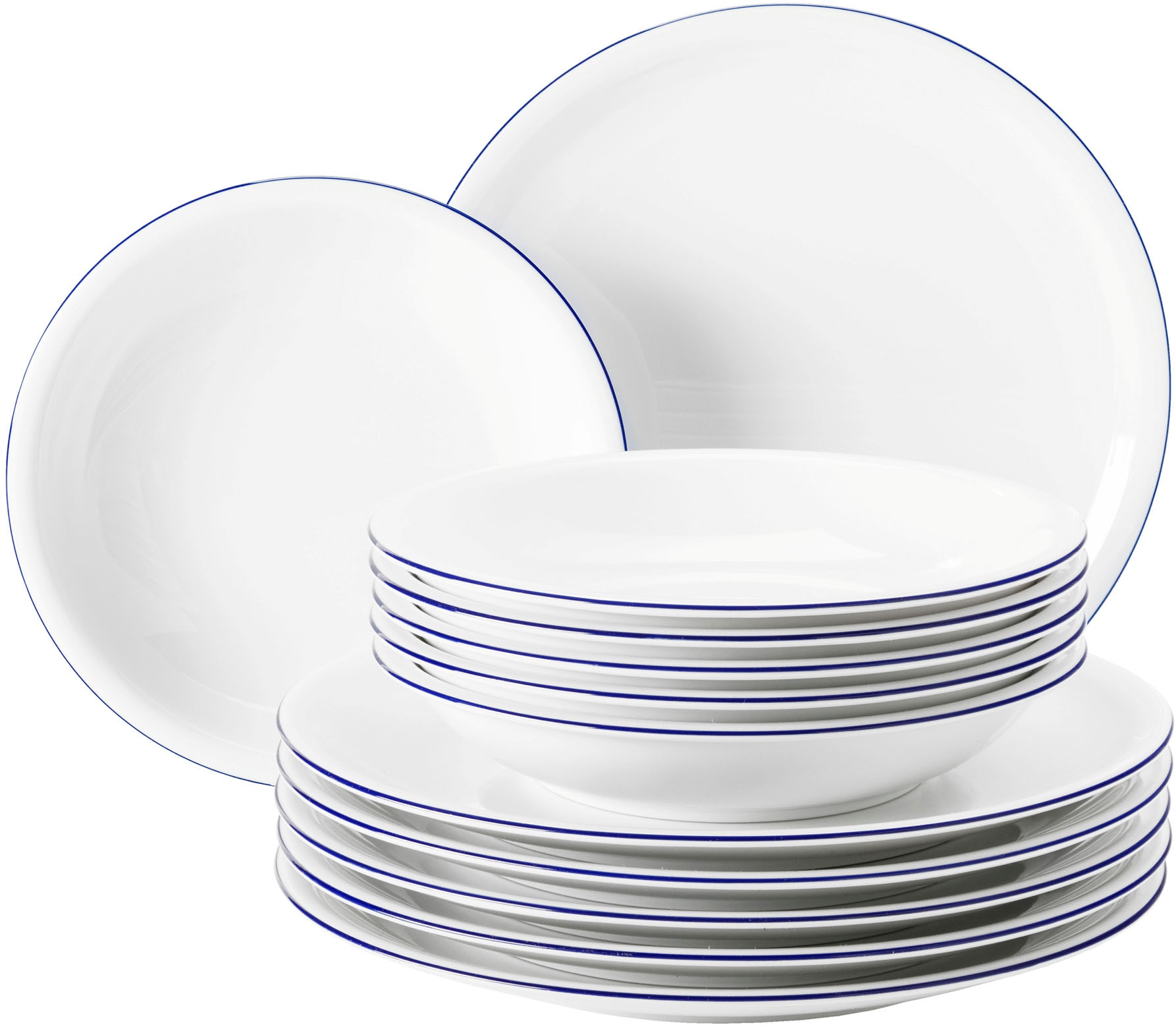 Seltmann Weiden Tafelservice "Geschirr-Set, Compact Blaurand, 12 Teile" Ges günstig online kaufen