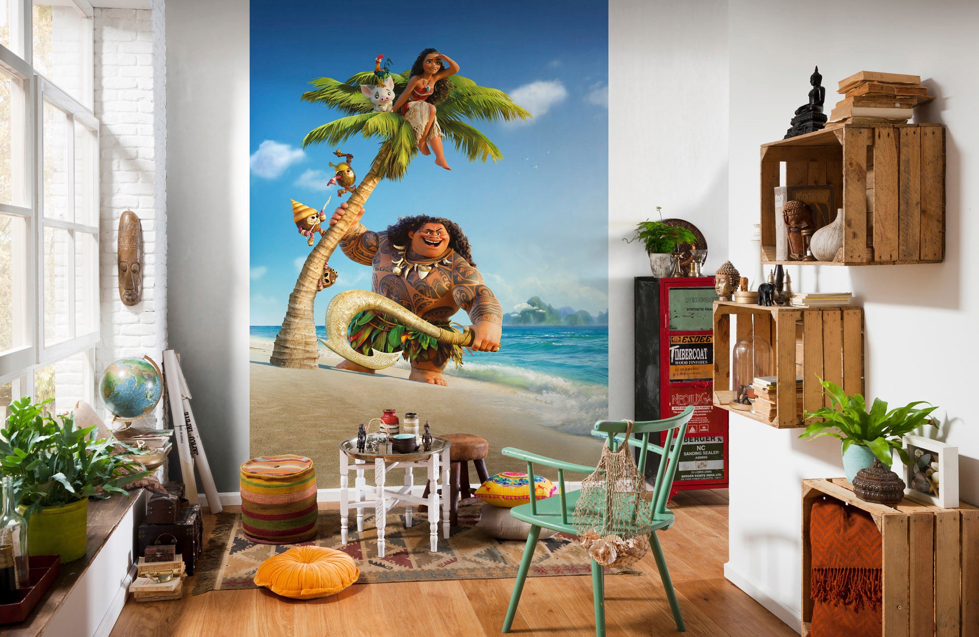 Komar Vliestapete "Vlies - Moana and Maui - Größe 184 x 248 cm" bedruckt glatt Kinderzimmer