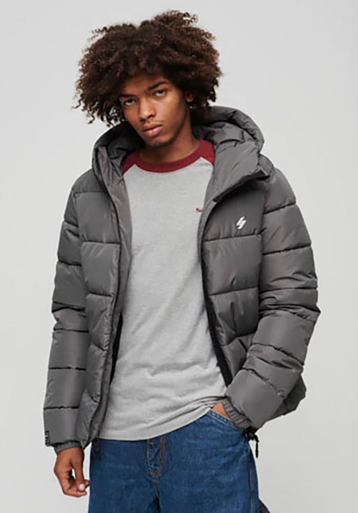 Superdry Steppjacke »HOODED SPORTS PUFFR JACKET«, mit Kapuze, mit kontrastfarbener Stickerei