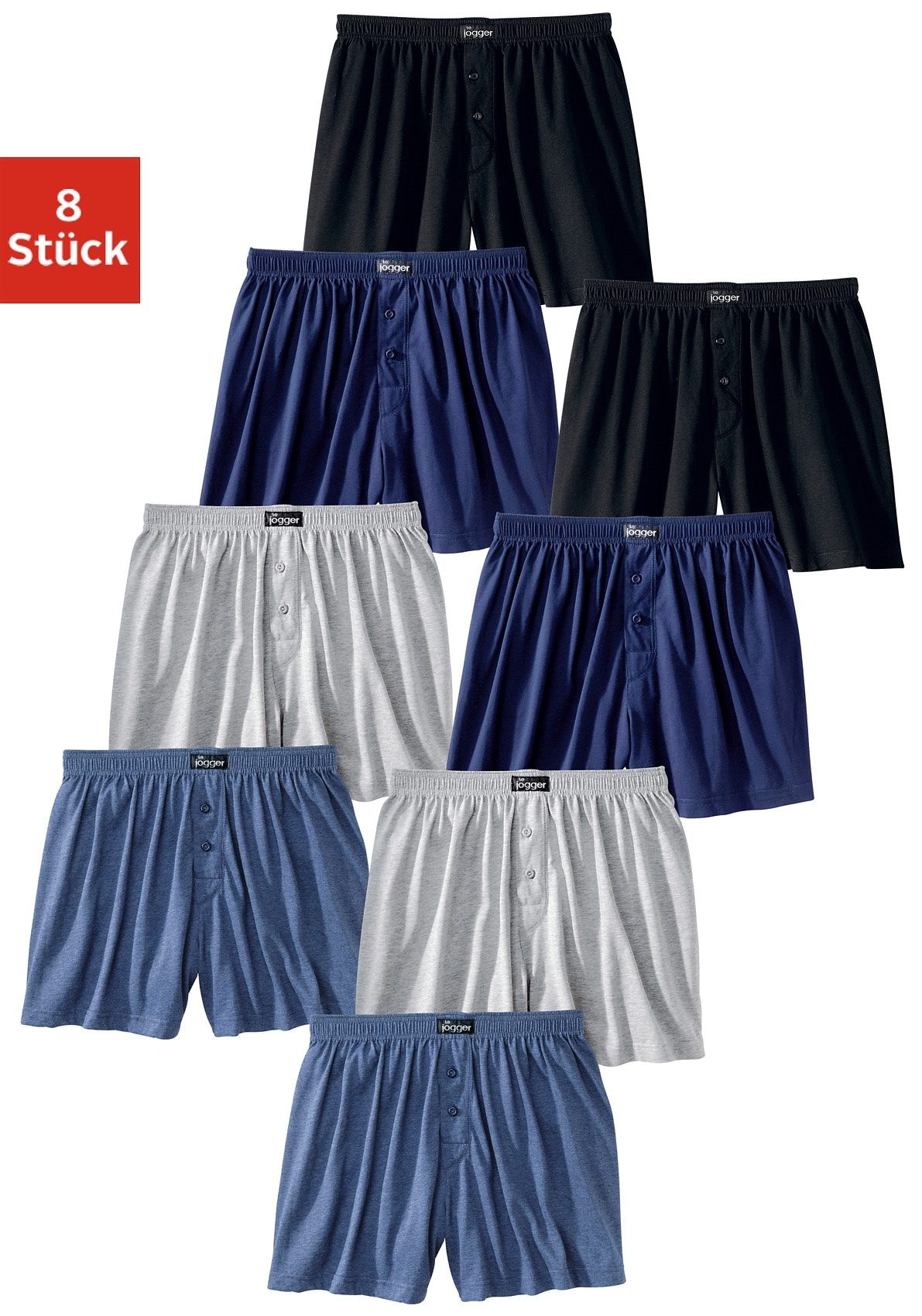 le jogger®  le jogger® Weiter Boxer, (Packung, 8 St.), aus angenehm weicher Baumwoll-Qualität