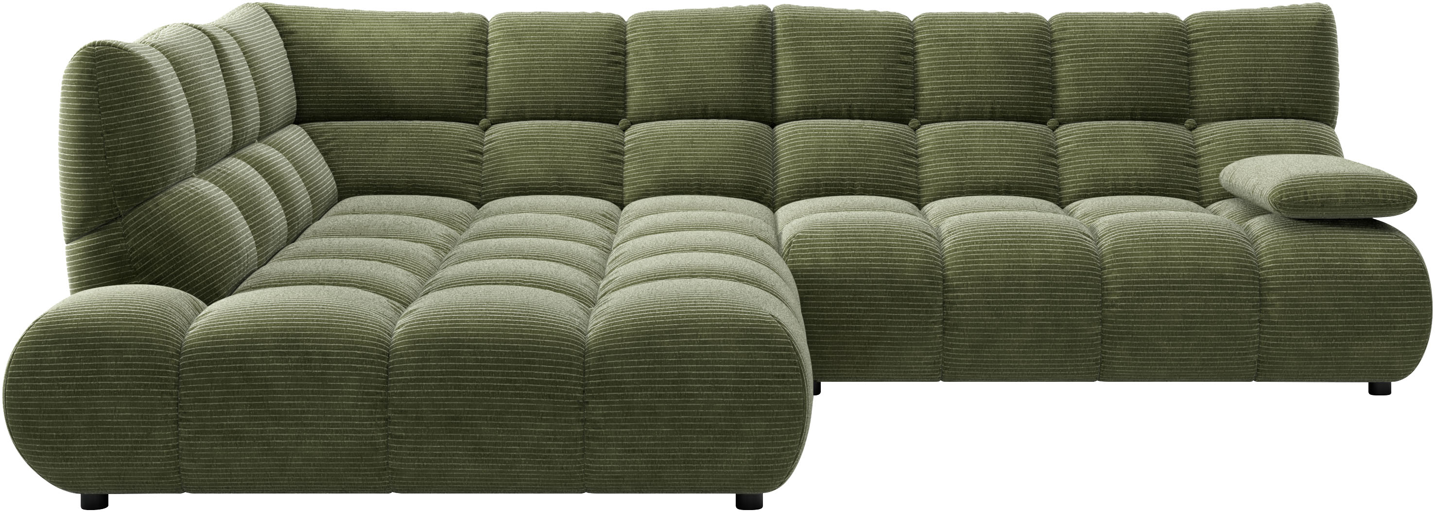 Home affaire Ecksofa "Cozy Bubble, mit klappbarer Armlehne, Breite 289 cm" mit eleganter Steppung, Rundumbezug & weicher Polsterung