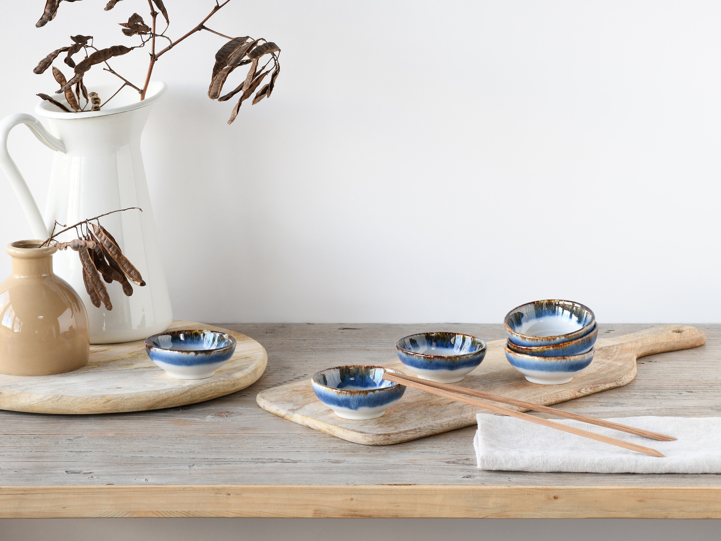 CreaTable Schale »Cascade, Sojaschale, Ø 8 cm, 6-tlg«, 6 tlg., aus Steinzeug, Rekativglasur, Healthy Food
