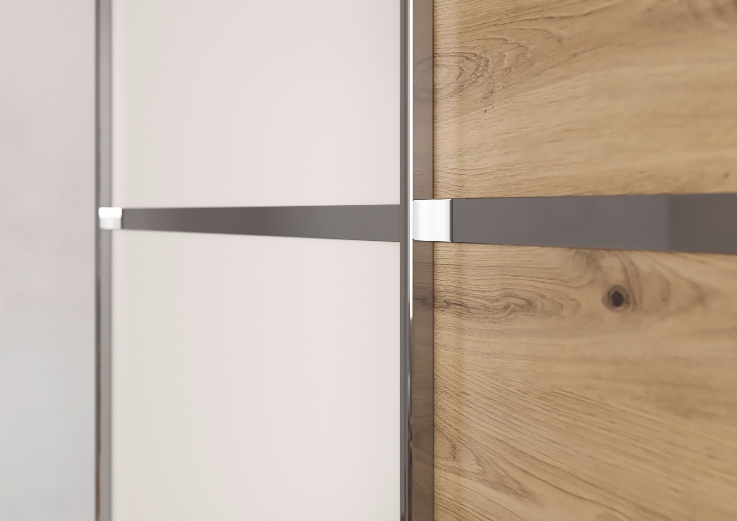 rauch Kleiderschrank »Schwebetürenschrank OTTO´s Choice Garderobe Schrank TOP ANGEBOT Avola«, (in 3 verschiedenen Ausstattungen BASIC/CLASSIC/PREMIUM), mit eleganten Zierleisten in Chrom, Schwarz oder Weiß MADE IN GERMANY