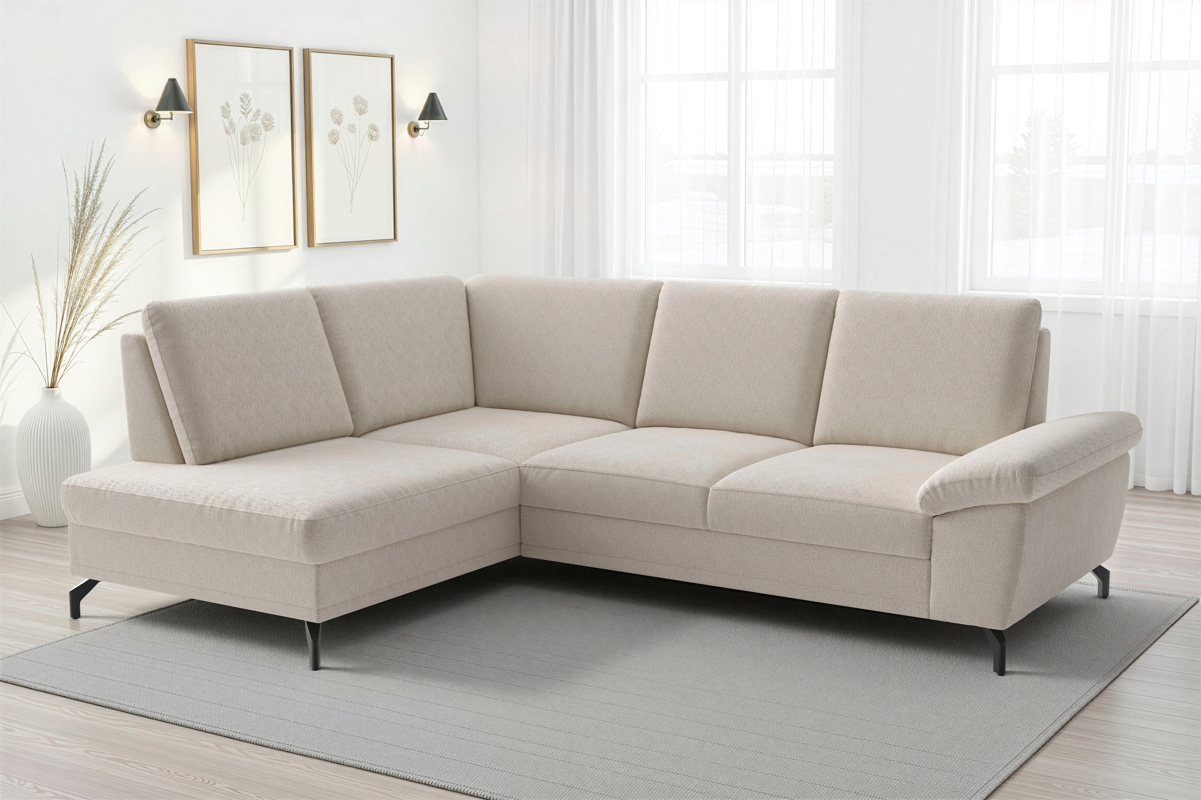 sit&more Ecksofa "Chelsea L-Form, B: 249 cm, Armteil- & Sitztiefenverstellung" optional Schlaffunktion und Bettkasten