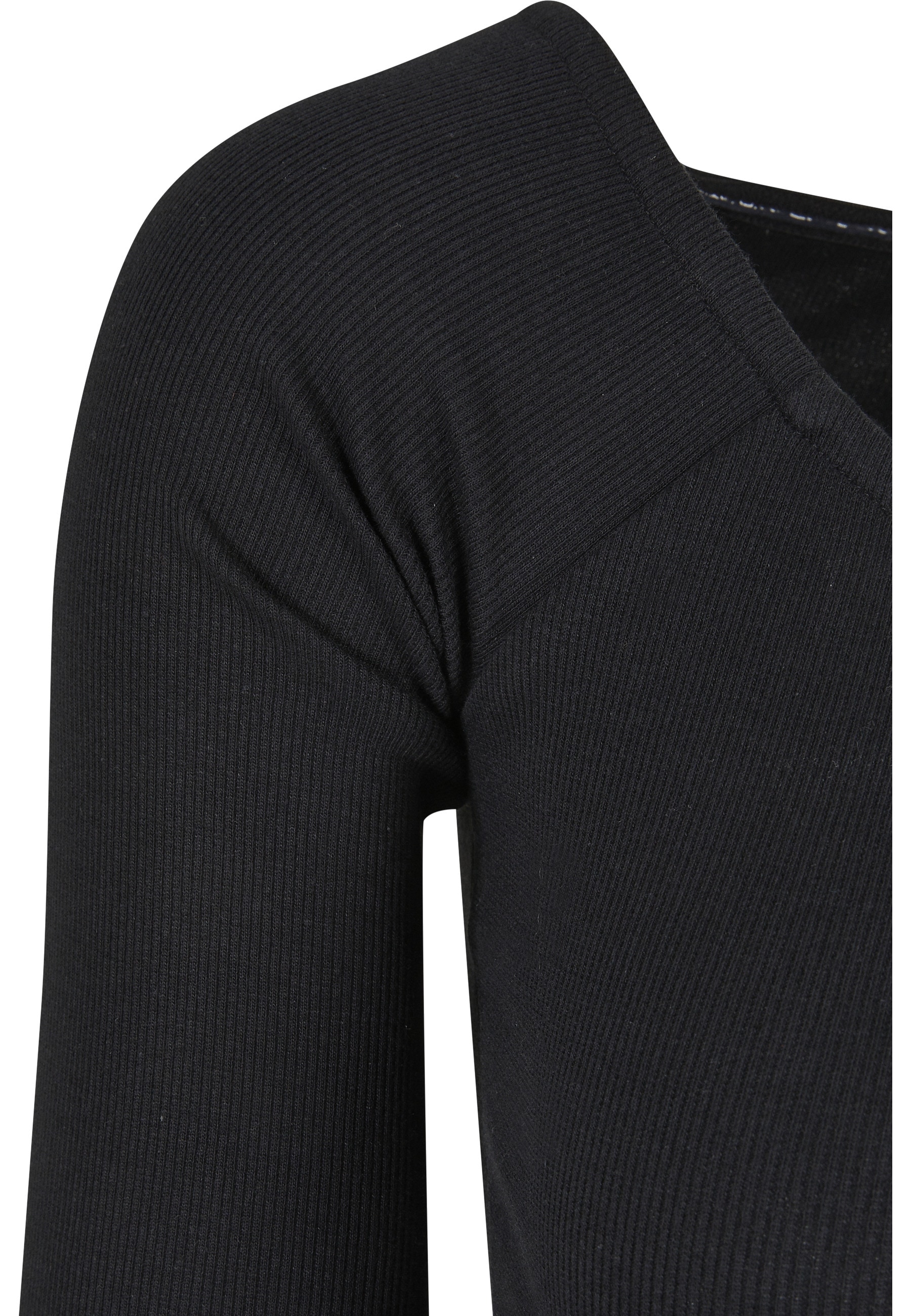 URBAN CLASSICS Langarmshirt »Urban Classics Damen Ladies Short Rib Wide V-Neck Longsleeve« 1 Stk.