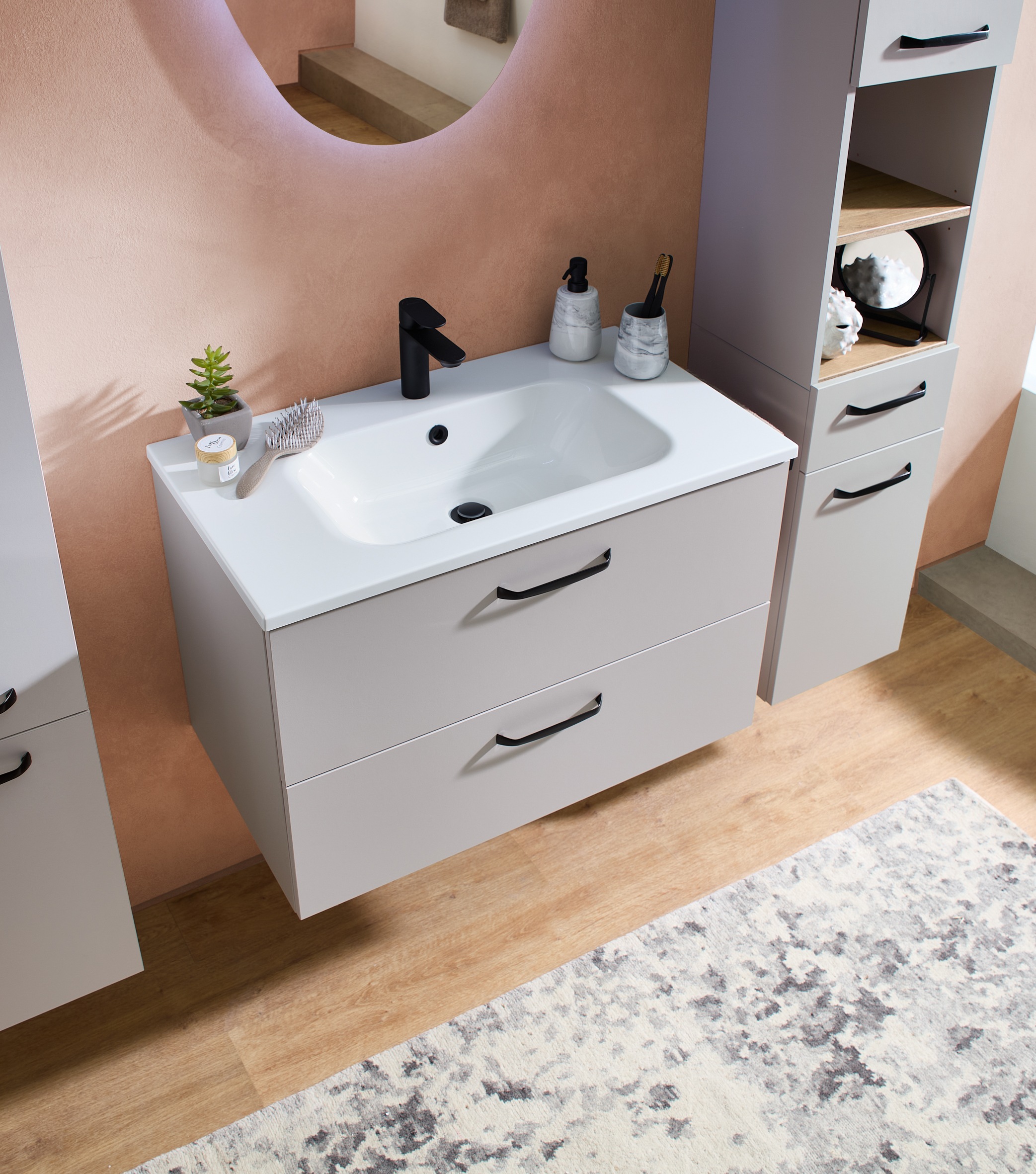 Saphir Badmöbel-Set "Quickset 500, Waschtischunterschrank mit Mineralmarmor günstig online kaufen