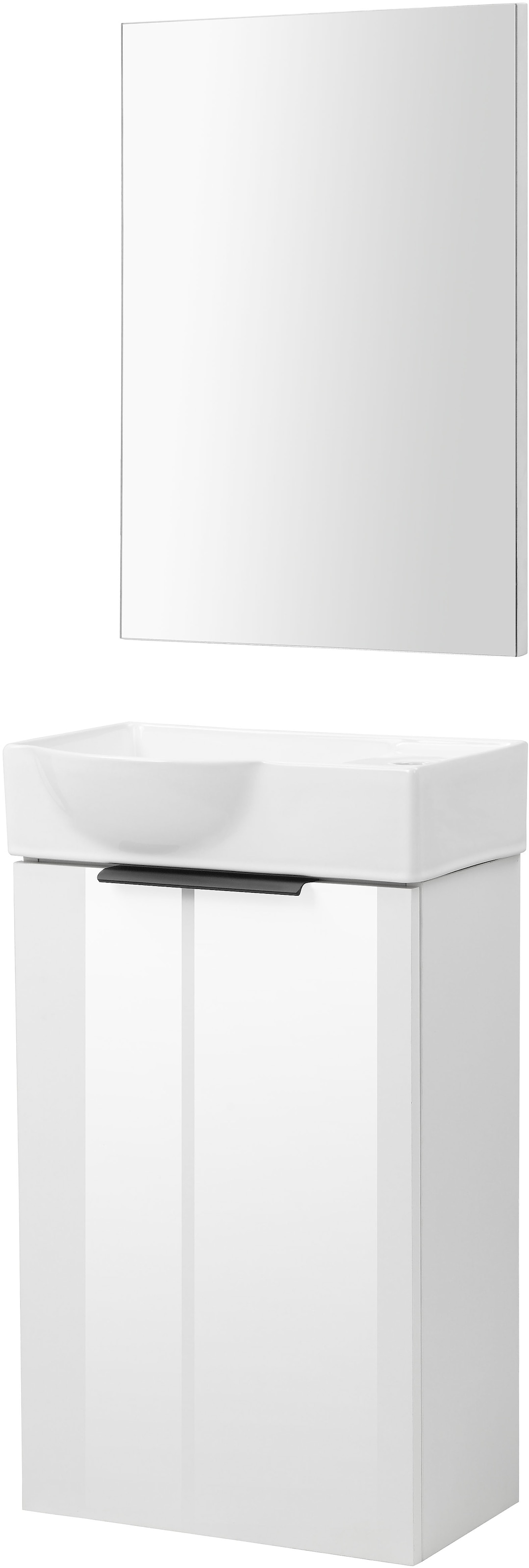 welltime Badmöbel-Set »Sienna Gästebad platzsparend«, (Komplett-Set, 3 St., 3-teilig), Möbelset Badezimmer, 3-teilig, hochglanz 41 cm, weiß, Softclose