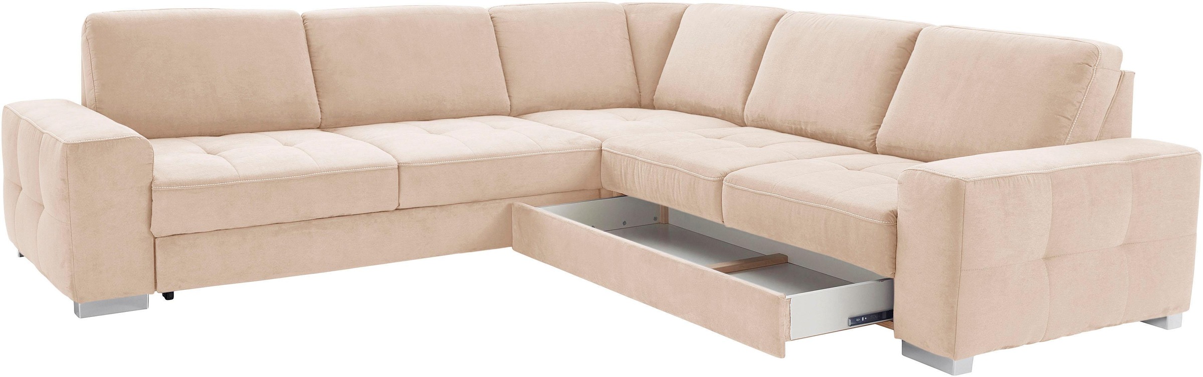sit&more Ecksofa »Santorini L-Form«, mit Federkern und Sitztiefenverstellung, wahlweise mit Bettfunktion