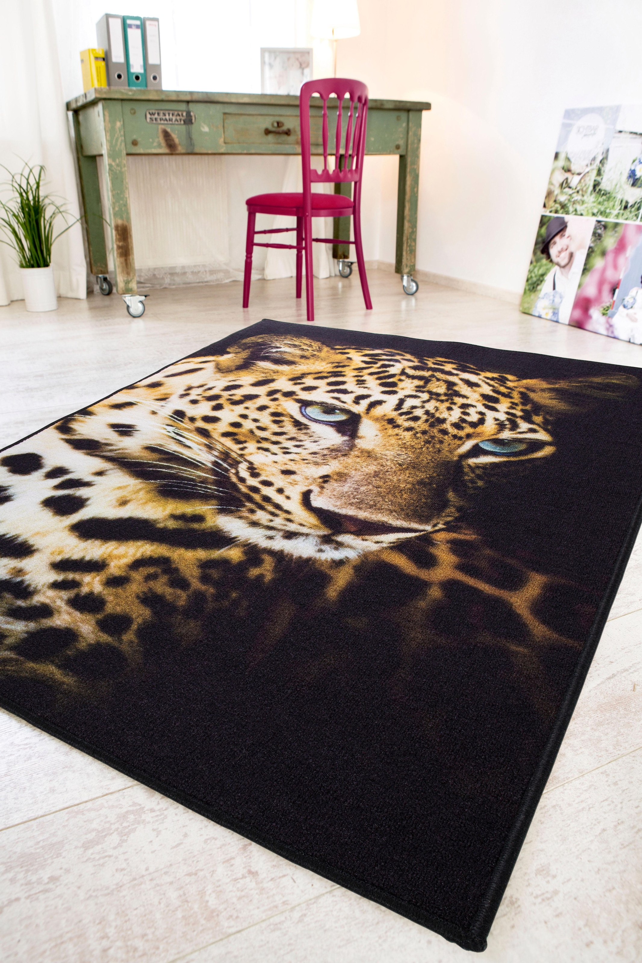 Andiamo Teppich »Leopard«, rechteckig, 4 mm Höhe, bedruckt, Motiv Leopard, ideal im Wohnzimmer & Schlafzimmer