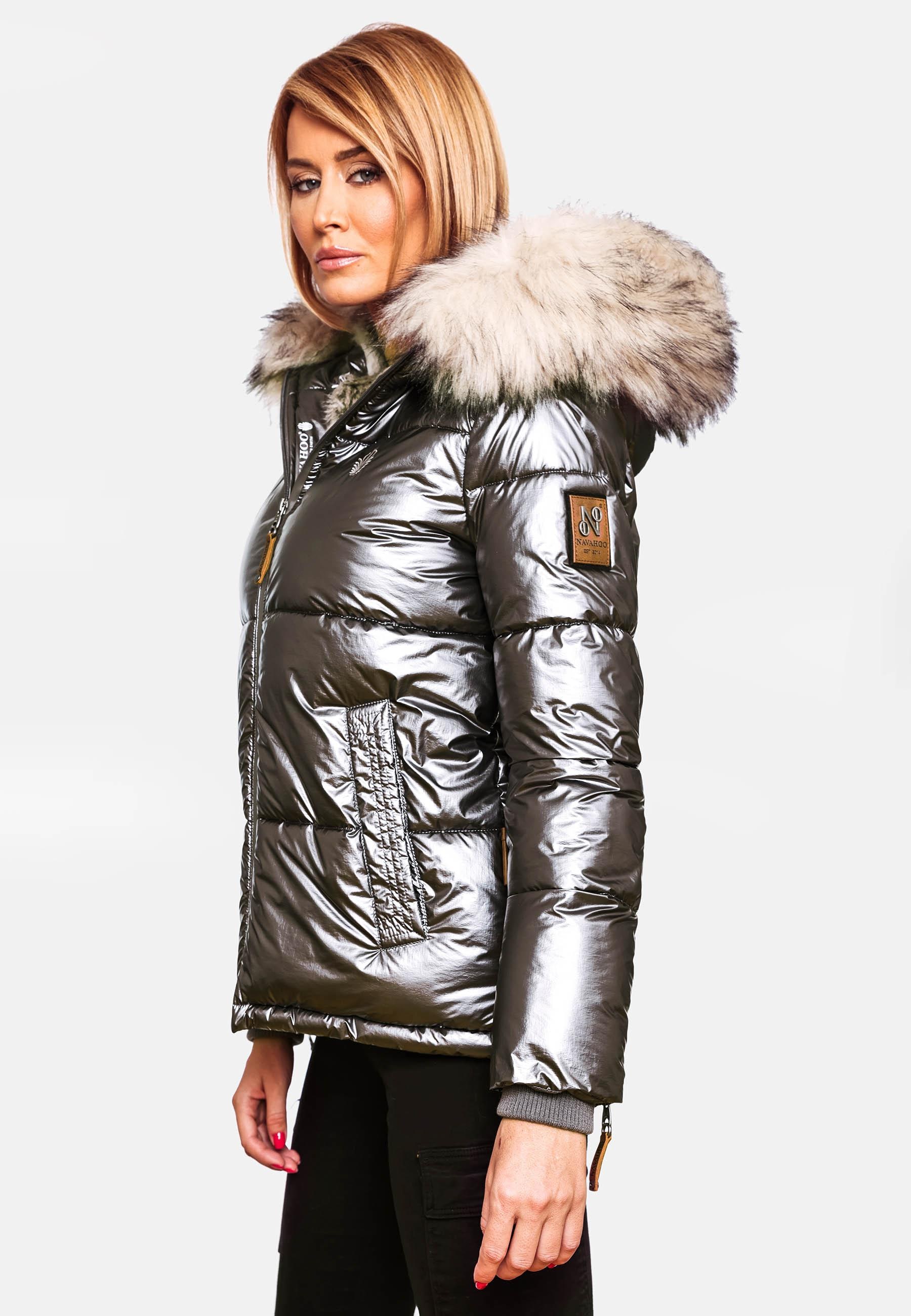 Navahoo Winterjacke »Tikunaa«, mit Kapuze, warm gefütterte Damen Steppjacke mit Kunstfellkapuze