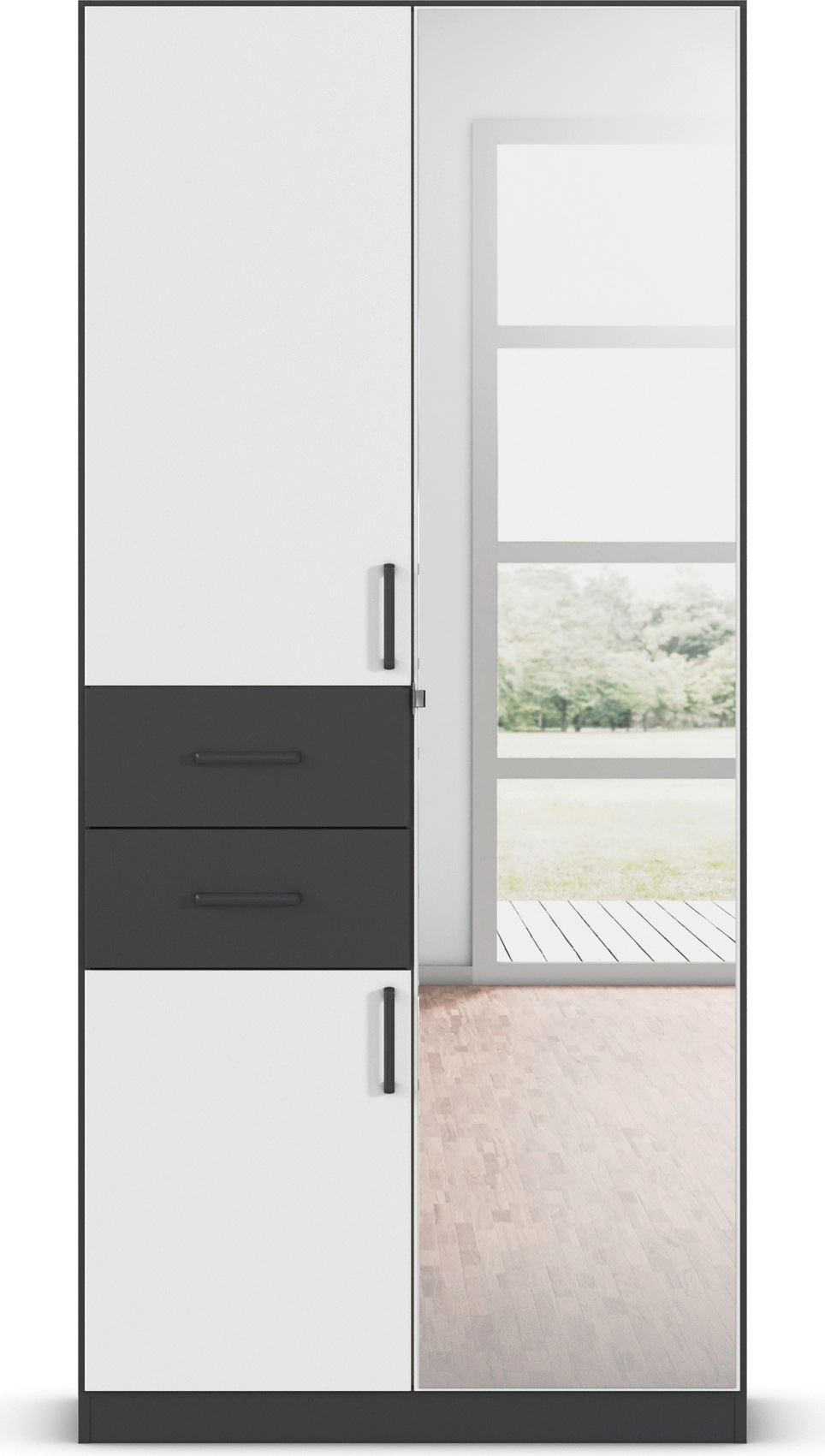 rauch Drehtürenschrank »Maika« mit Spiegel, 2 Schubladen, in verschiedenen Breiten, Höhen und Farben