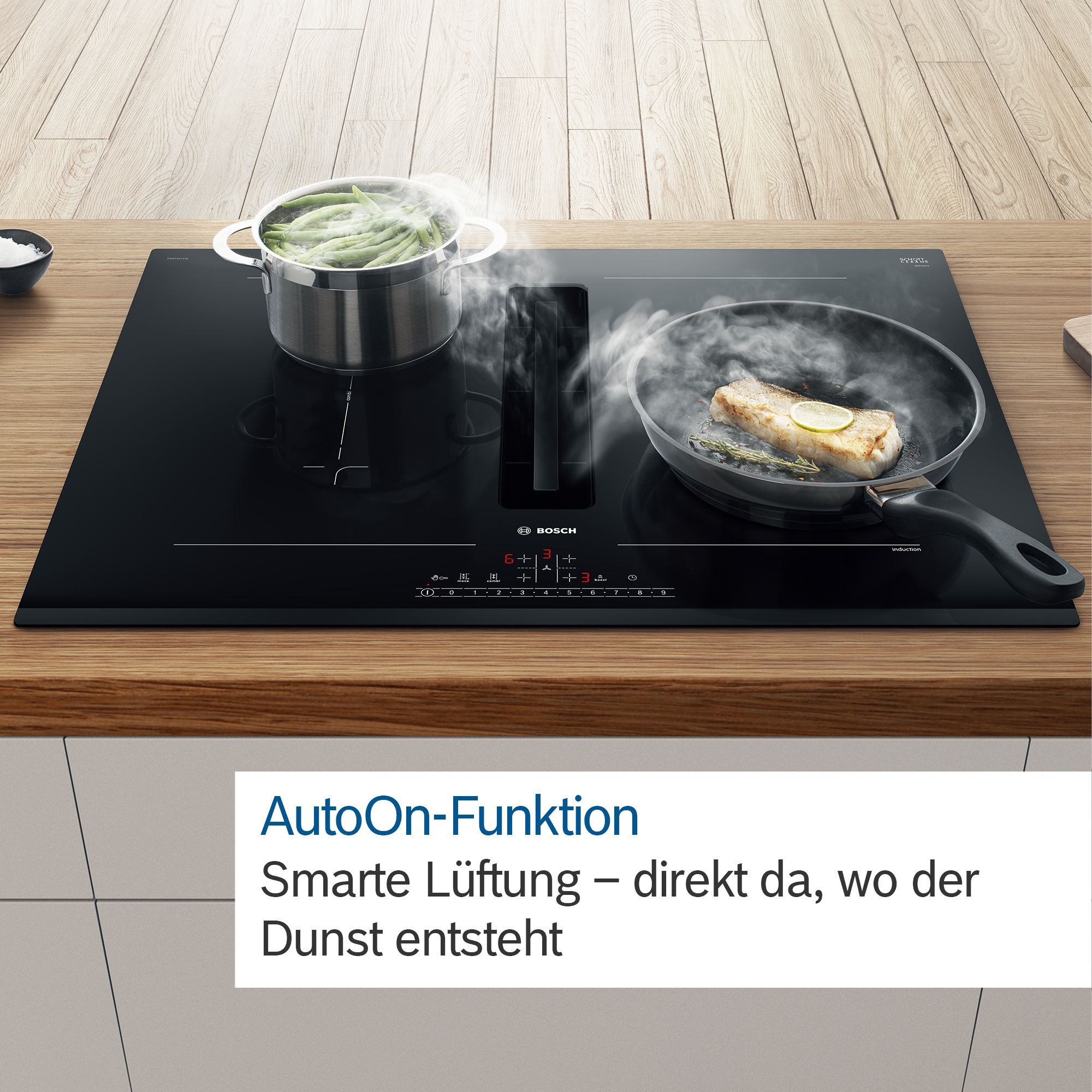 BOSCH Kochfeld mit Dunstabzug "PVQ811H26E" DirectSelect für einfachen Bedie günstig online kaufen