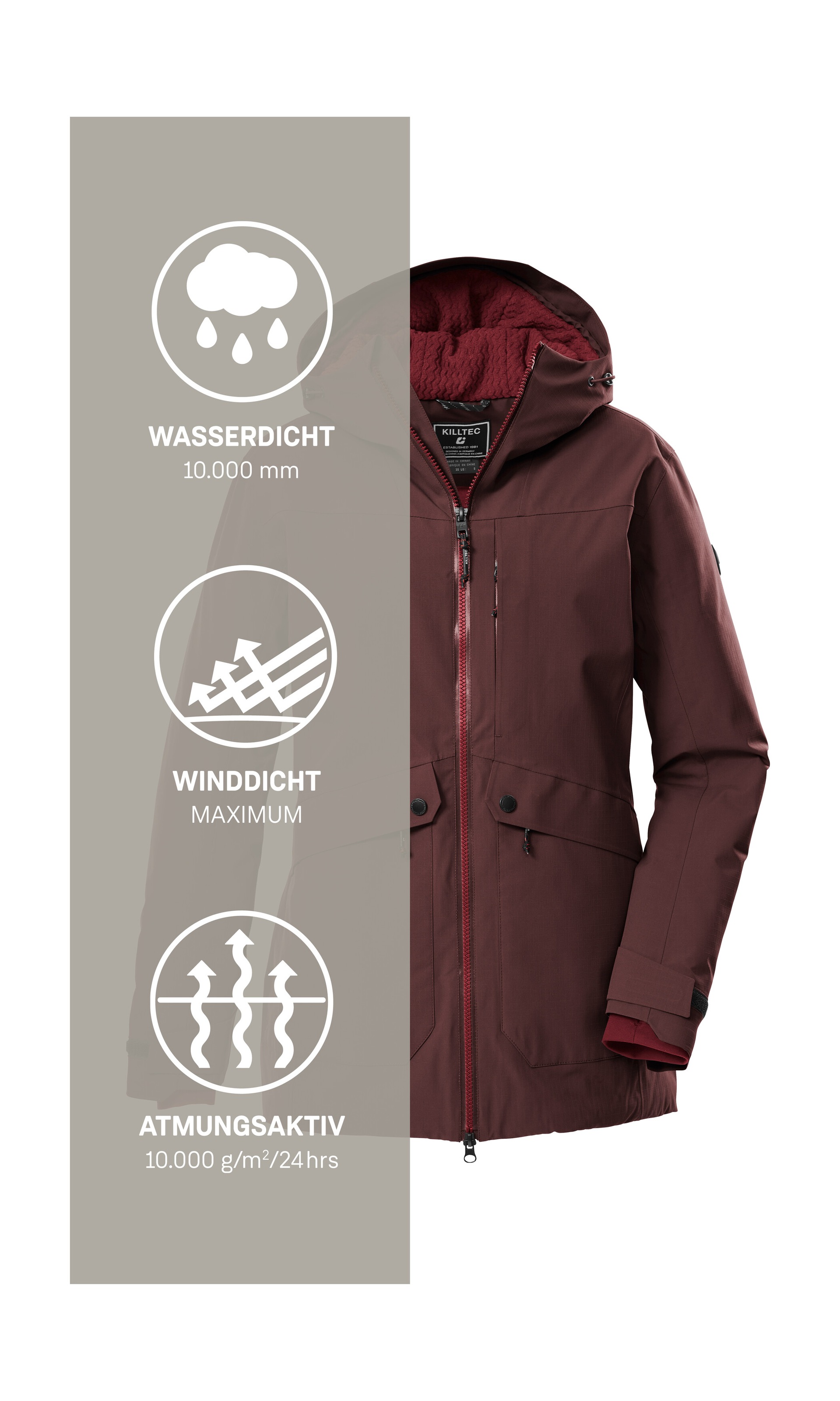 Killtec Parka »KOW 16 WMN PRK«, Wasser- u. winddichter Damen Funktionsparka mit hoher Atmungsaktivität