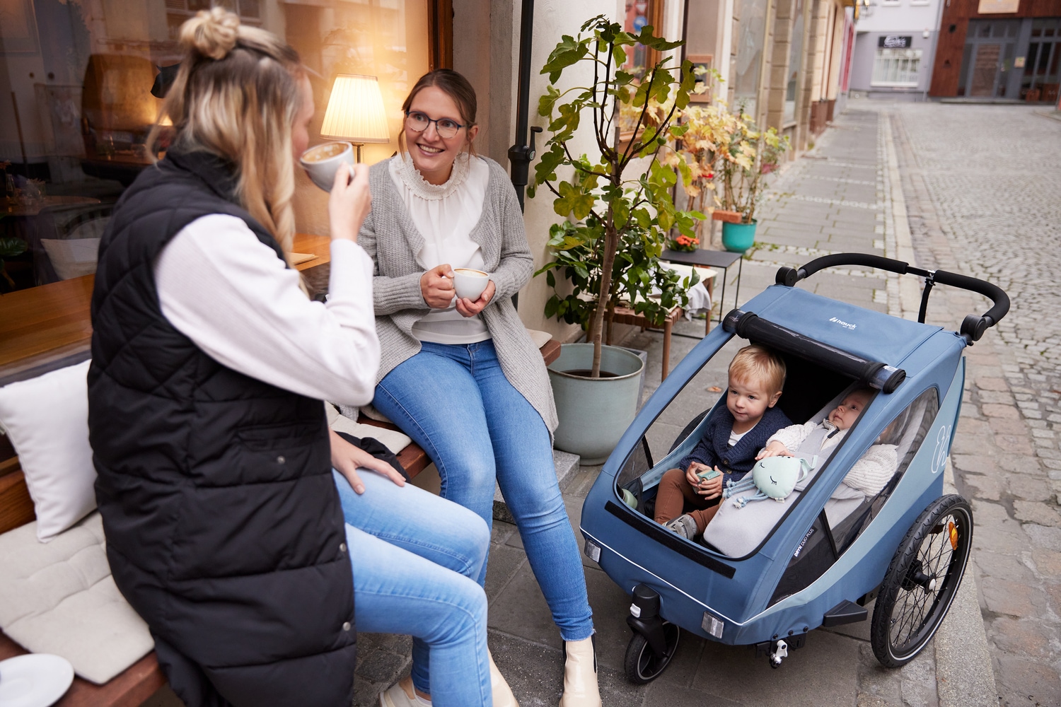 Hauck Fahrradkinderanhänger »2in1 Bike Trailer und Buggy Dryk Duo Plus, dark blue«, für 2 Kinder; inklusive Deichsel