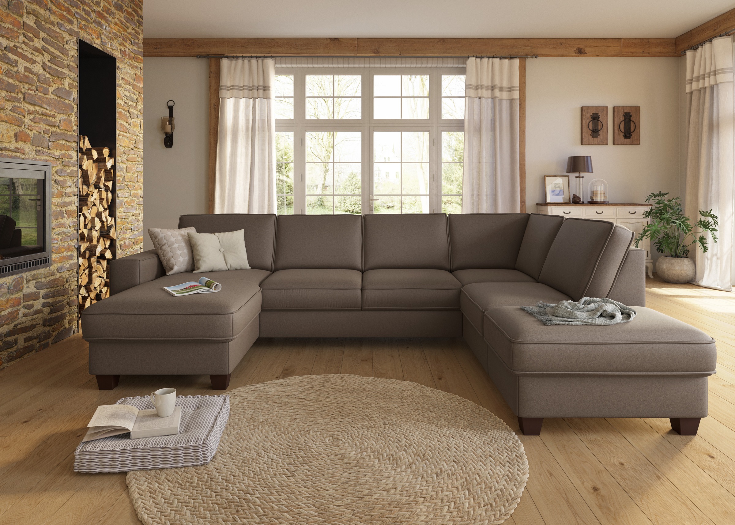 Home affaire Wohnlandschaft "County U-Form" wahlweise Ottomane links oder r günstig online kaufen