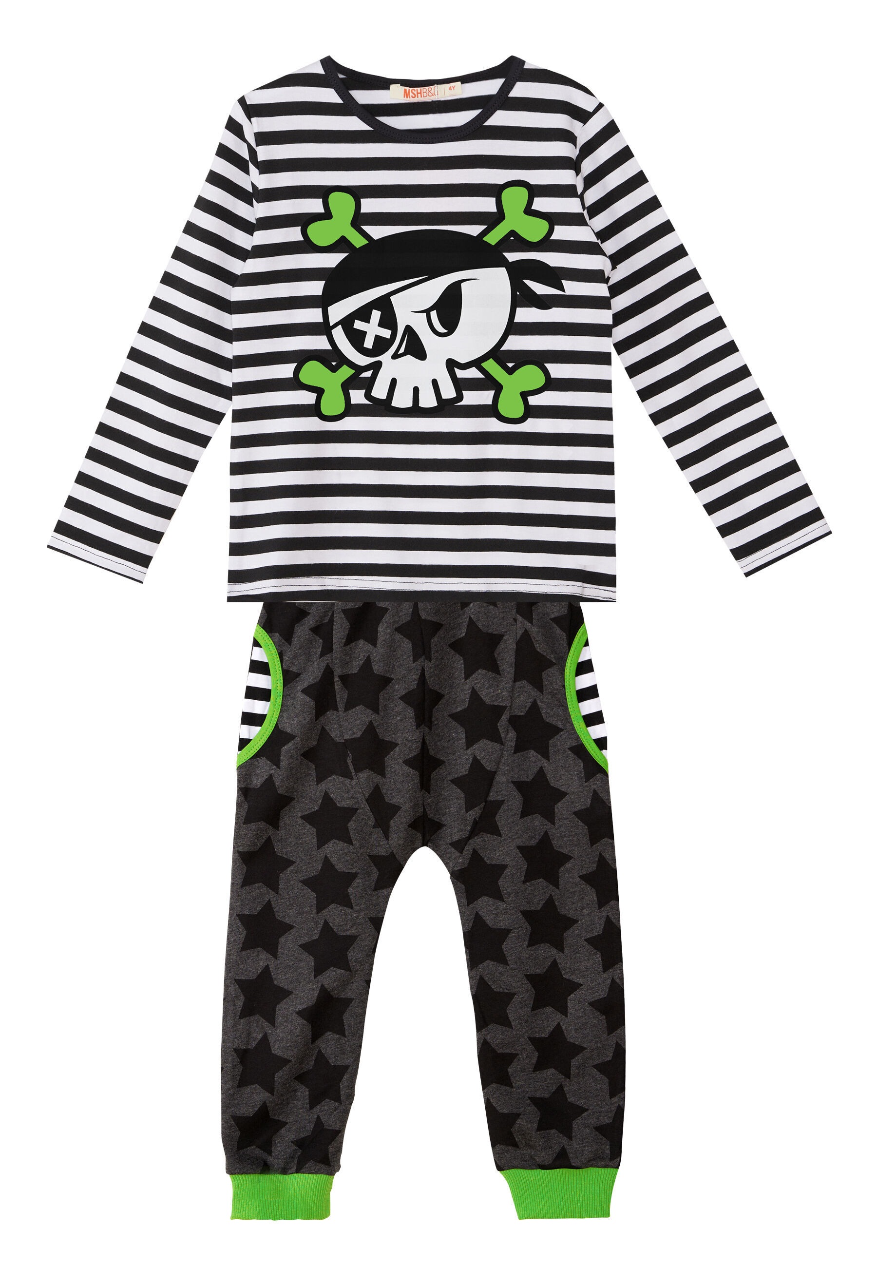 Denokids Hausanzug »Pirate Stripes«, (2 tlg.), mit Totenkopfaufdruck